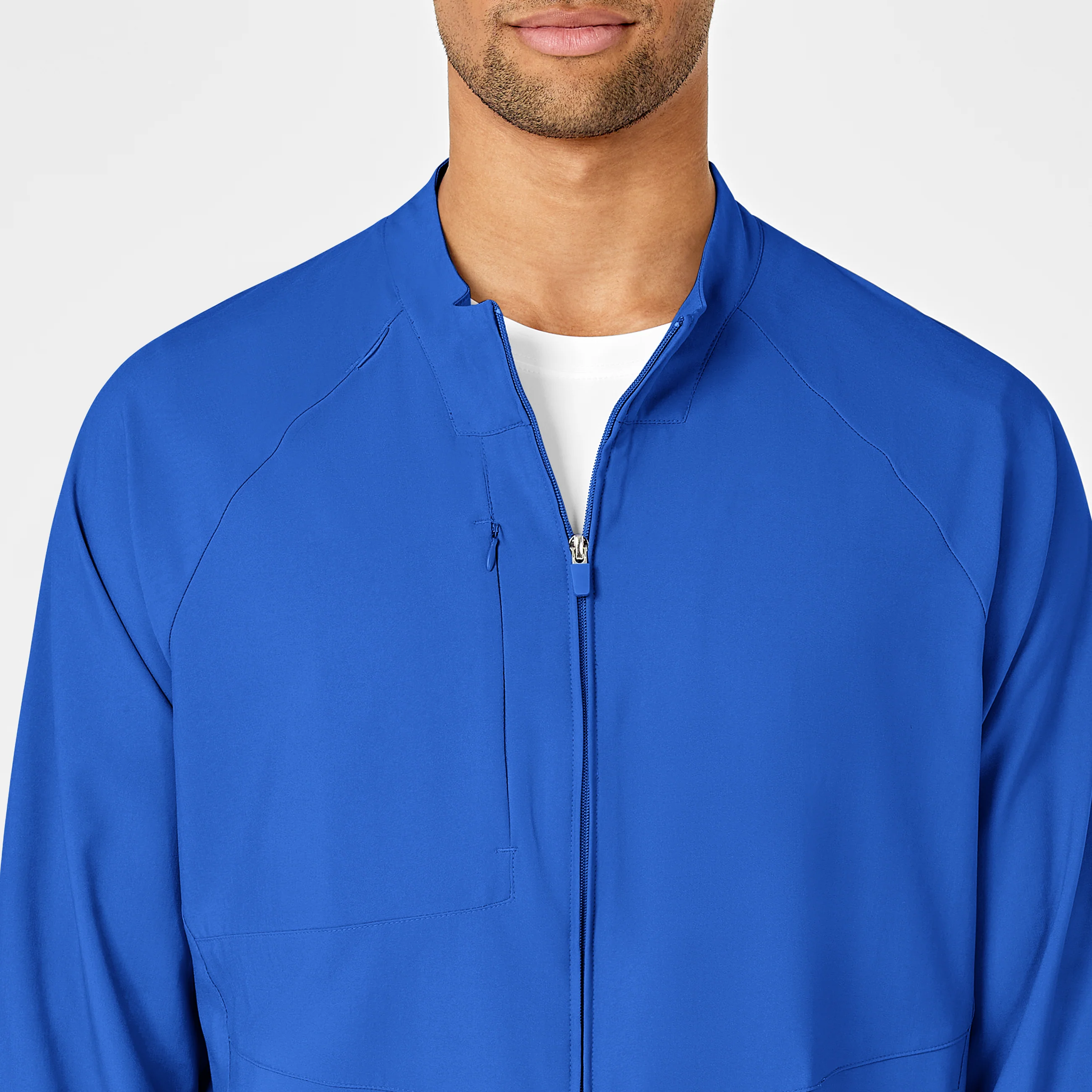 W123 Mens Zip Front Warm Up Scrub Jacket - Royal - Image 5