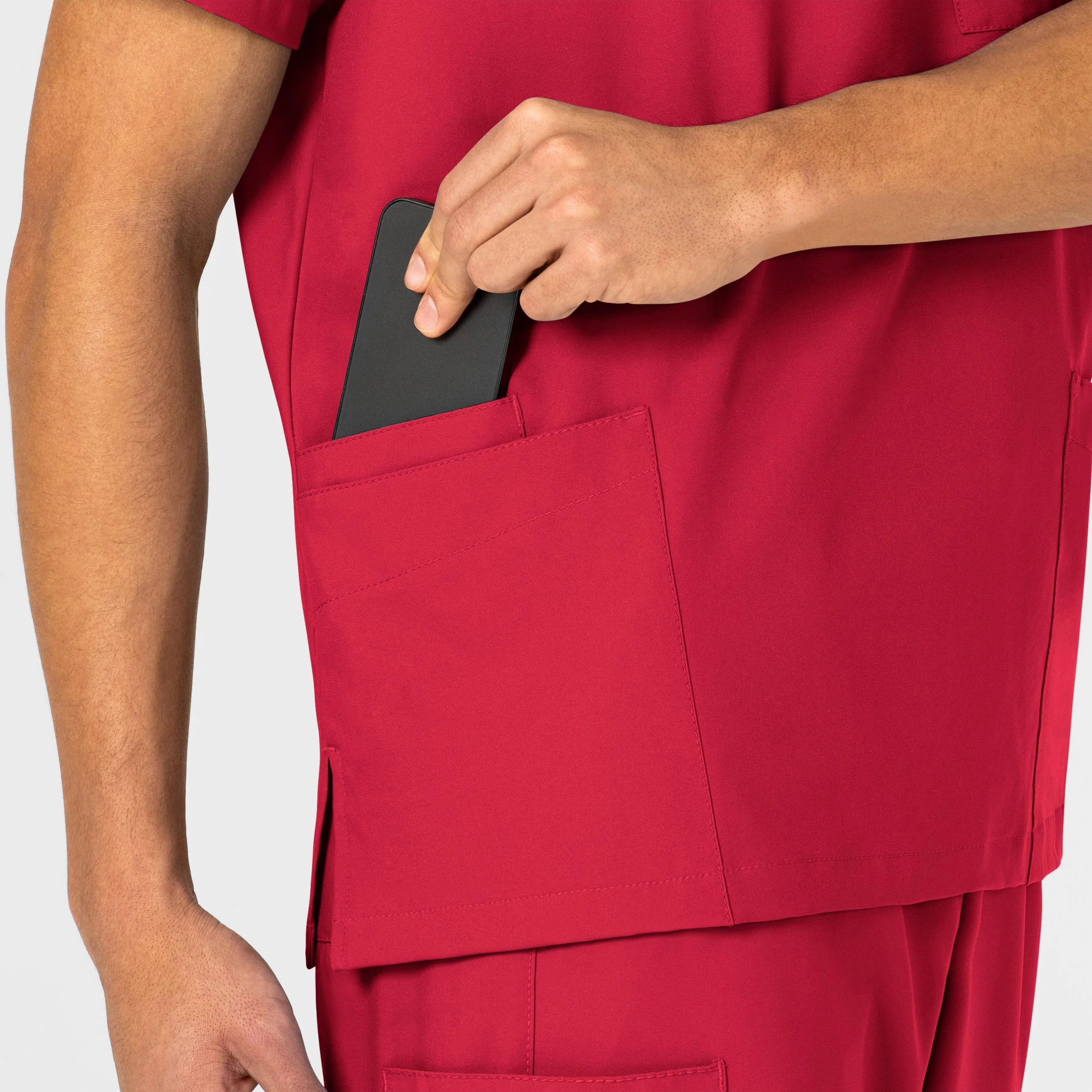 W123 Unisex 4 Pocket Utility Scrub Top - Red - Image 10