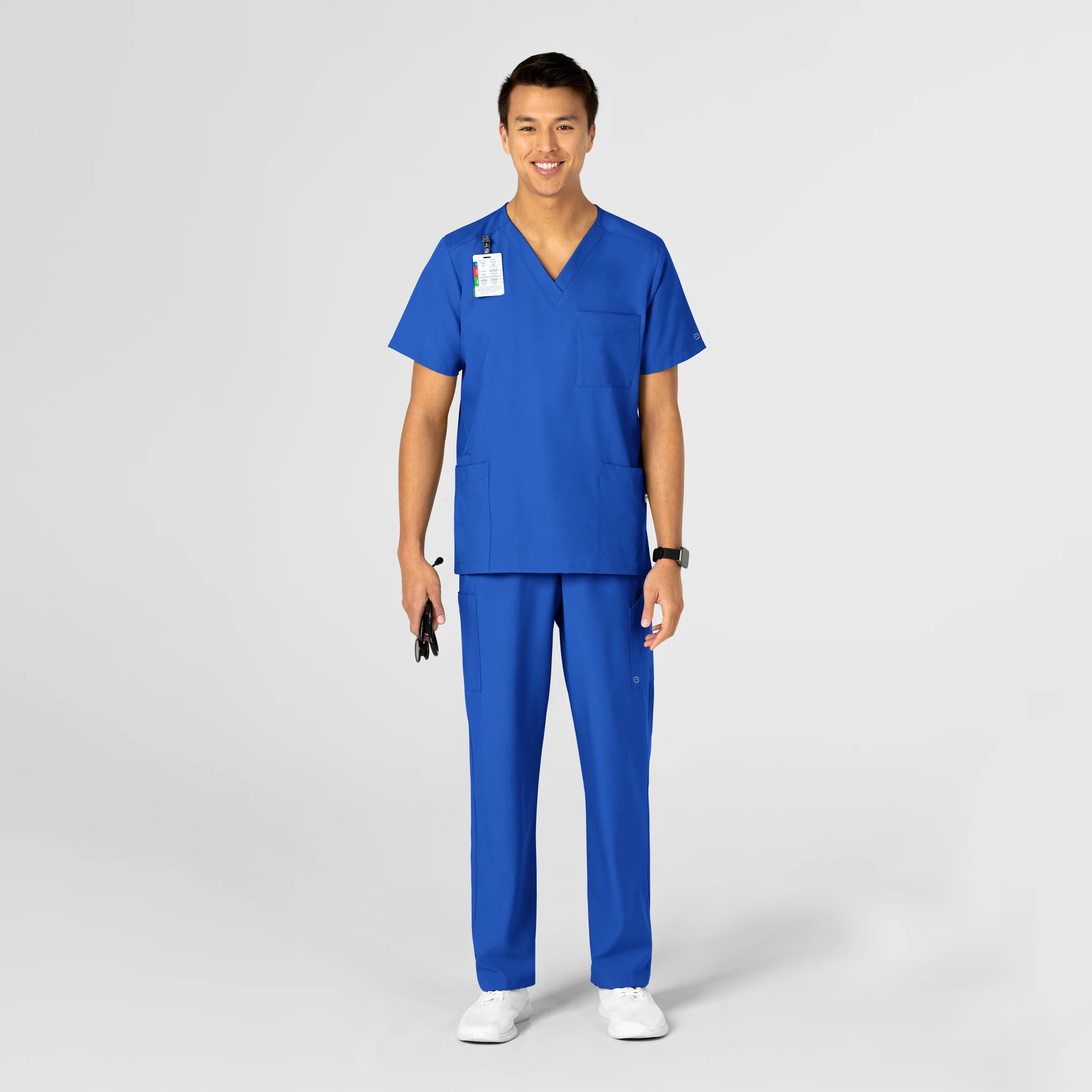 W123 Unisex 4 Pocket Utility Scrub Top - Royal - Image 3