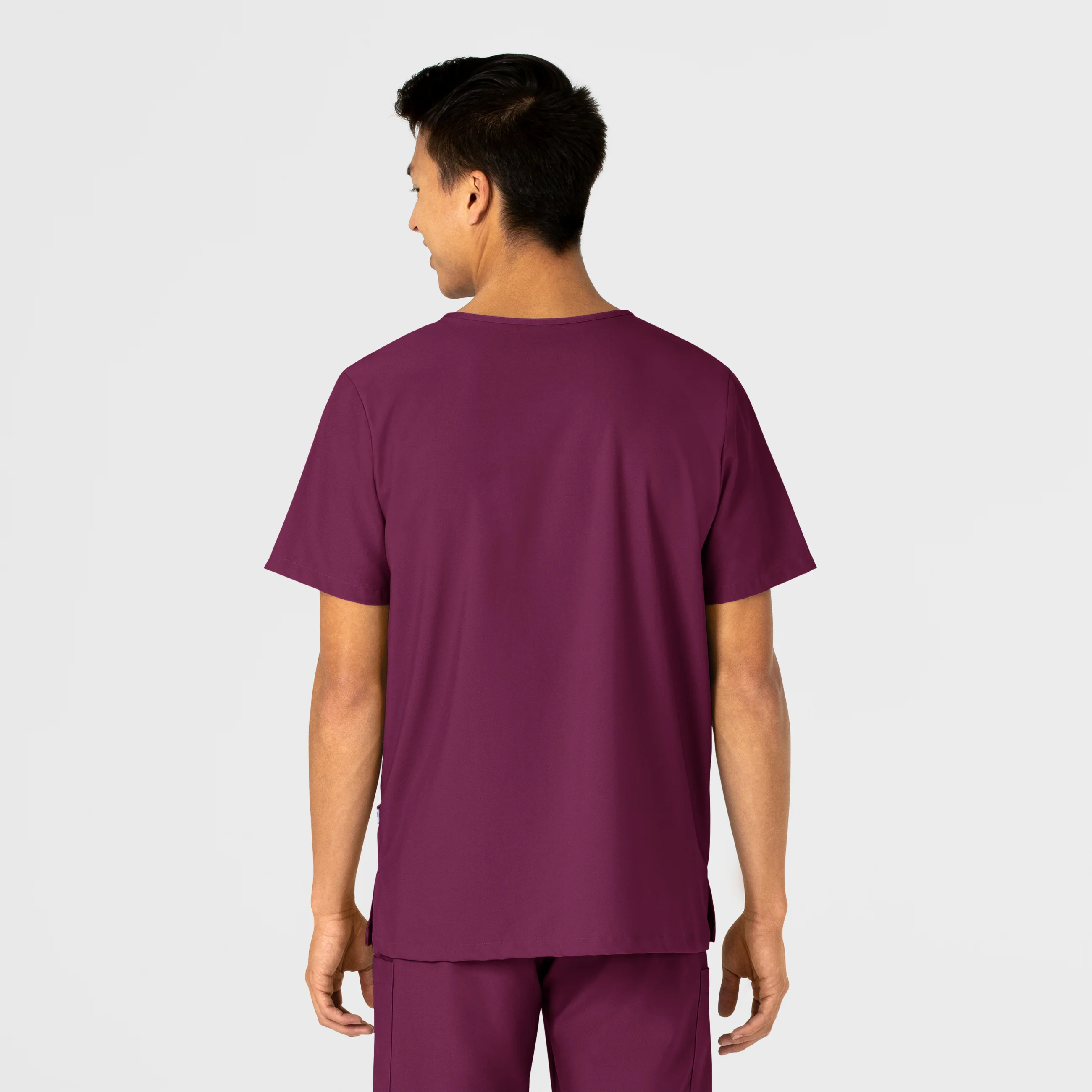 W123 Unisex 4 Pocket Utility Scrub Top - Wine - Image 5