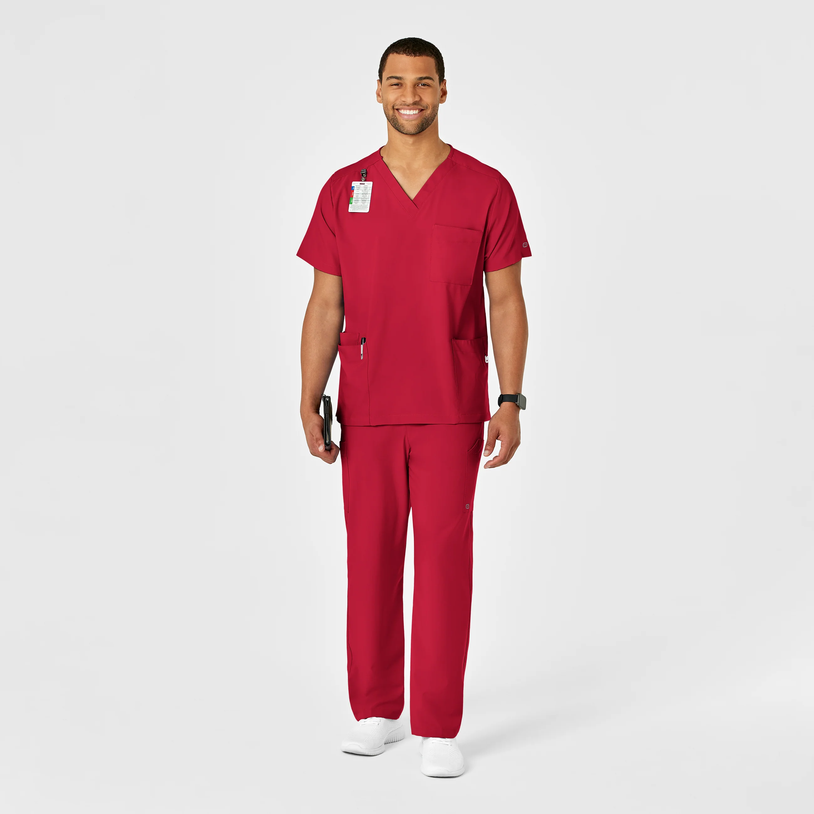 W123 Unisex Multi-Cargo Scrub Pant - Red - Image 6