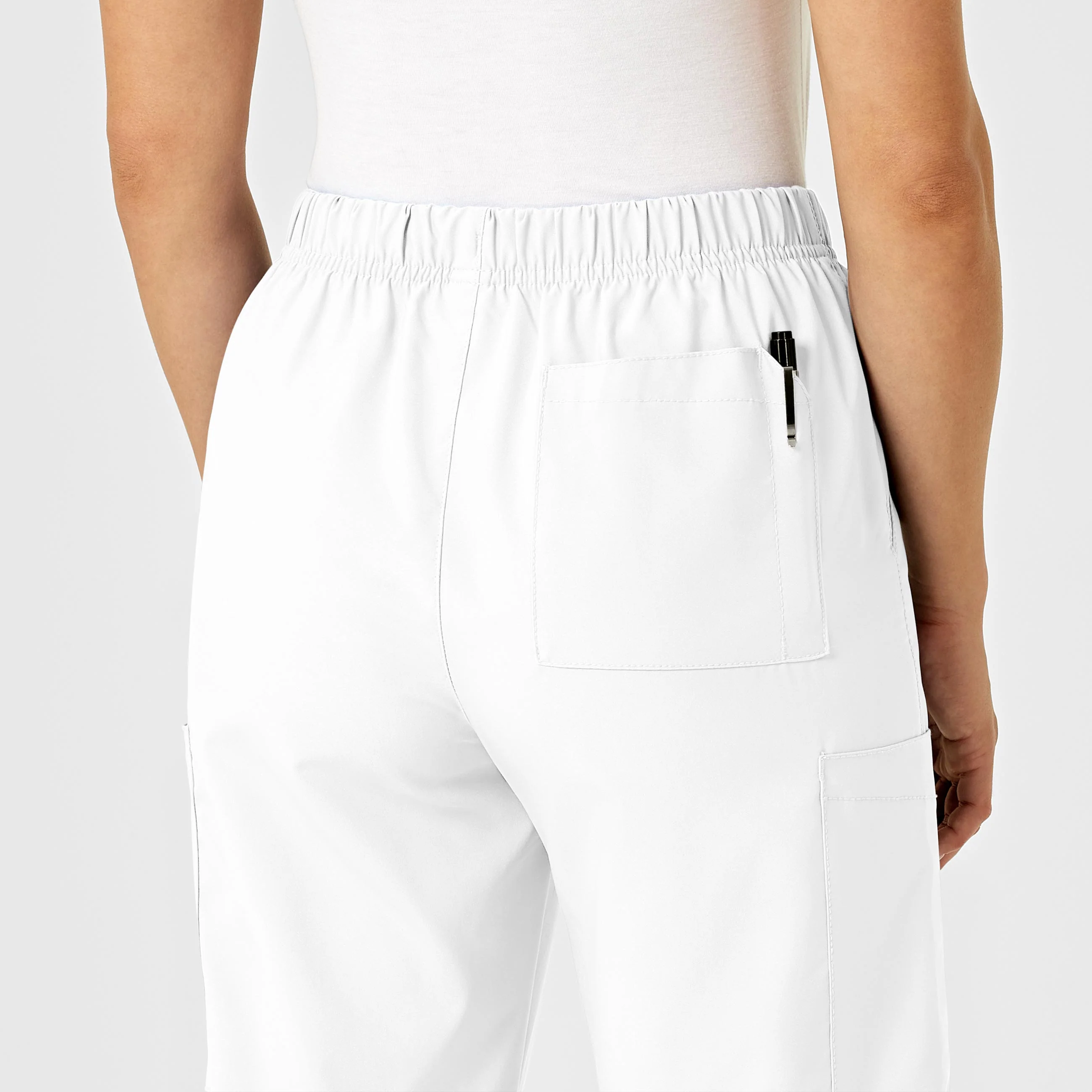 W123 Unisex Multi-Cargo Scrub Pant - White - Image 12