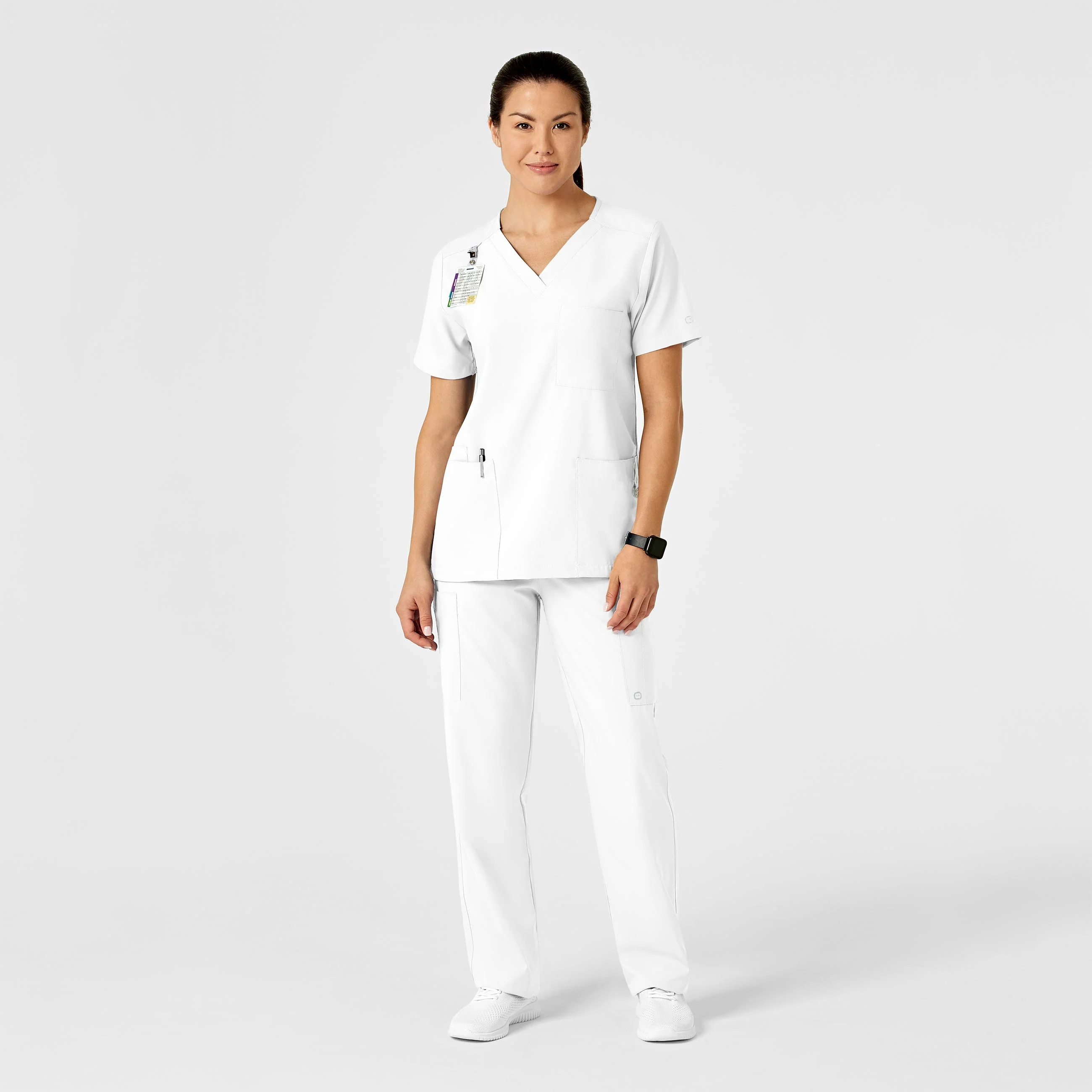 W123 Unisex Multi-Cargo Scrub Pant - White - Image 5