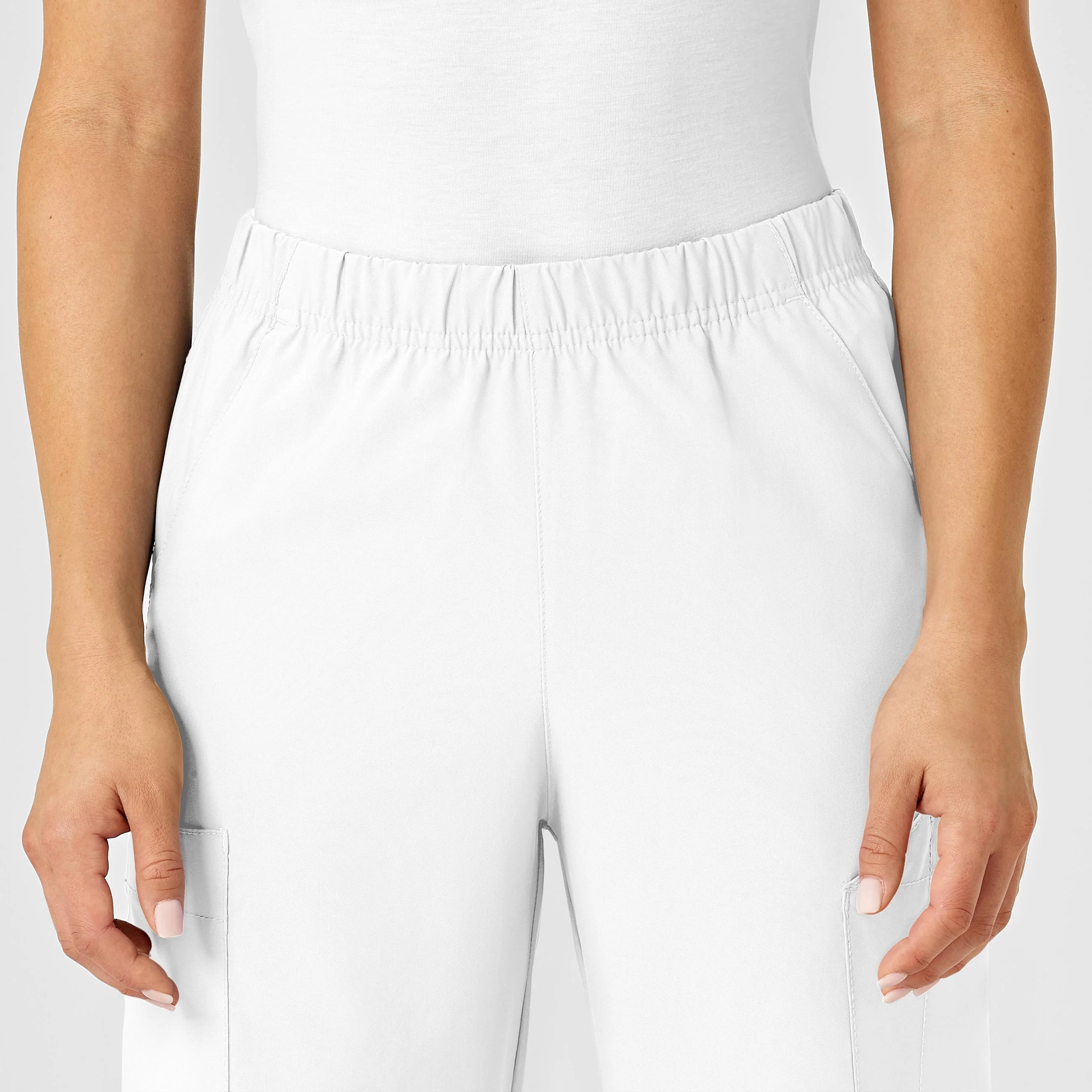 W123 Unisex Multi-Cargo Scrub Pant - White - Image 8