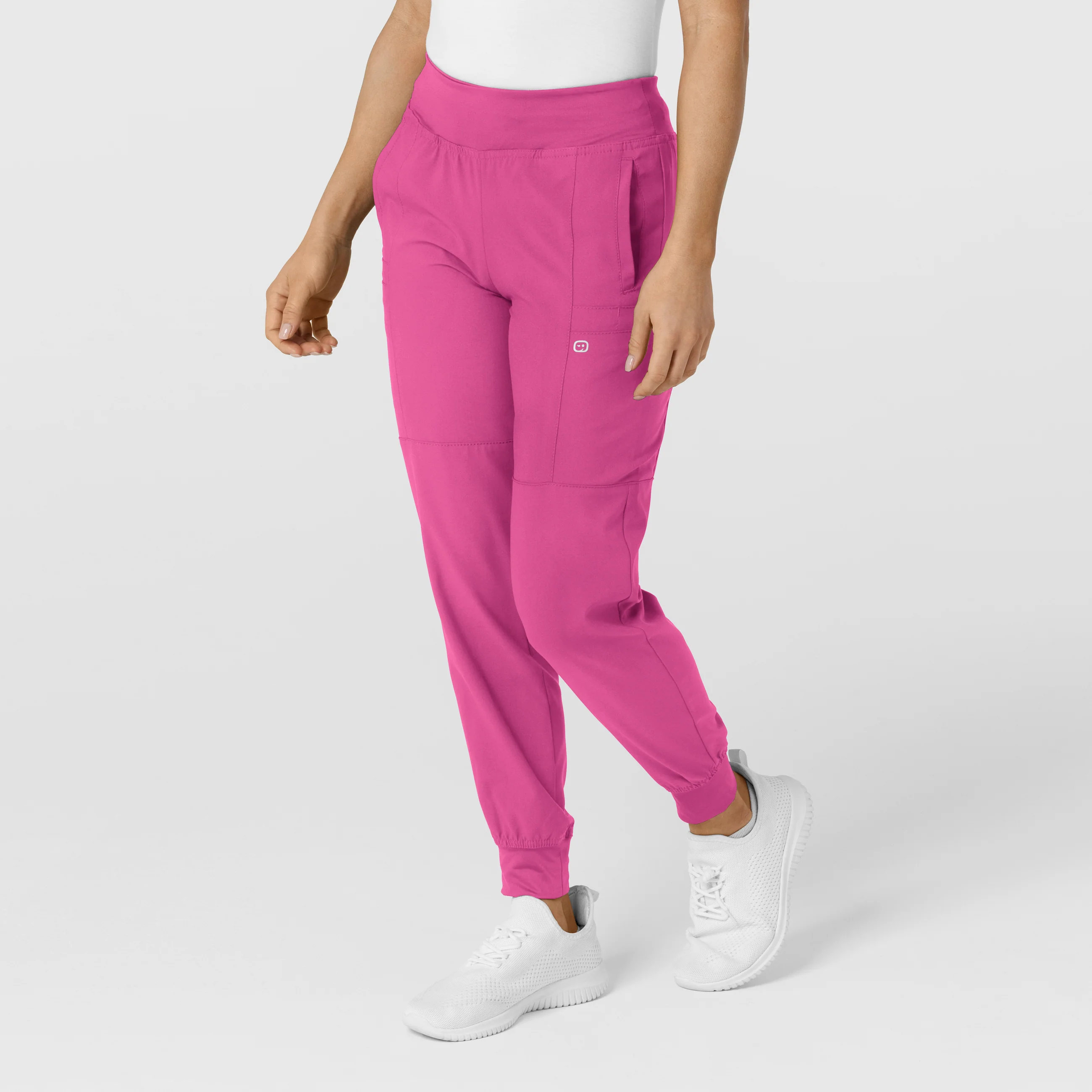W123 Women's Comfort Waist Cargo Jogger Scrub Pant - Hot Pink - Image 4