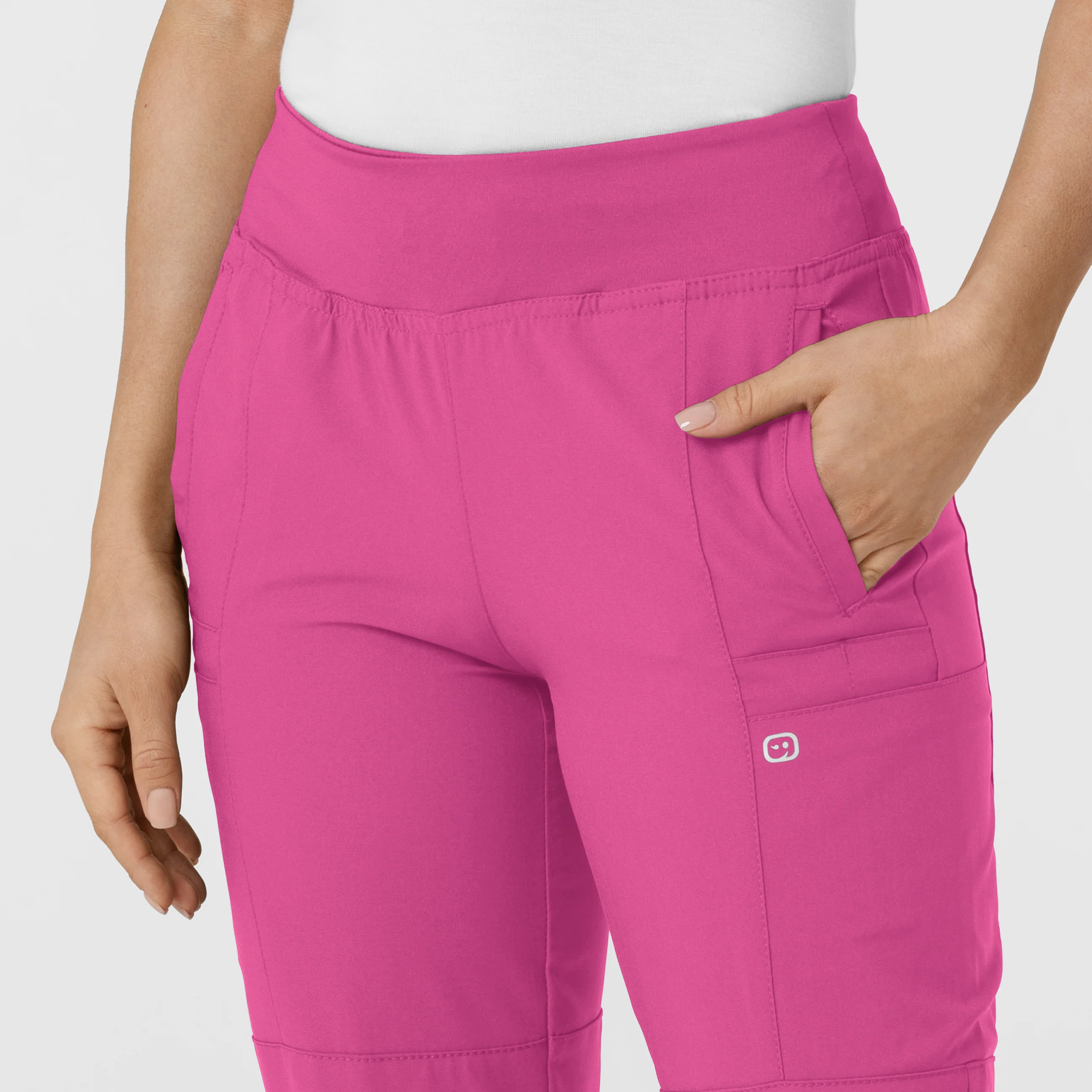 W123 Women's Comfort Waist Cargo Jogger Scrub Pant - Hot Pink - Image 5