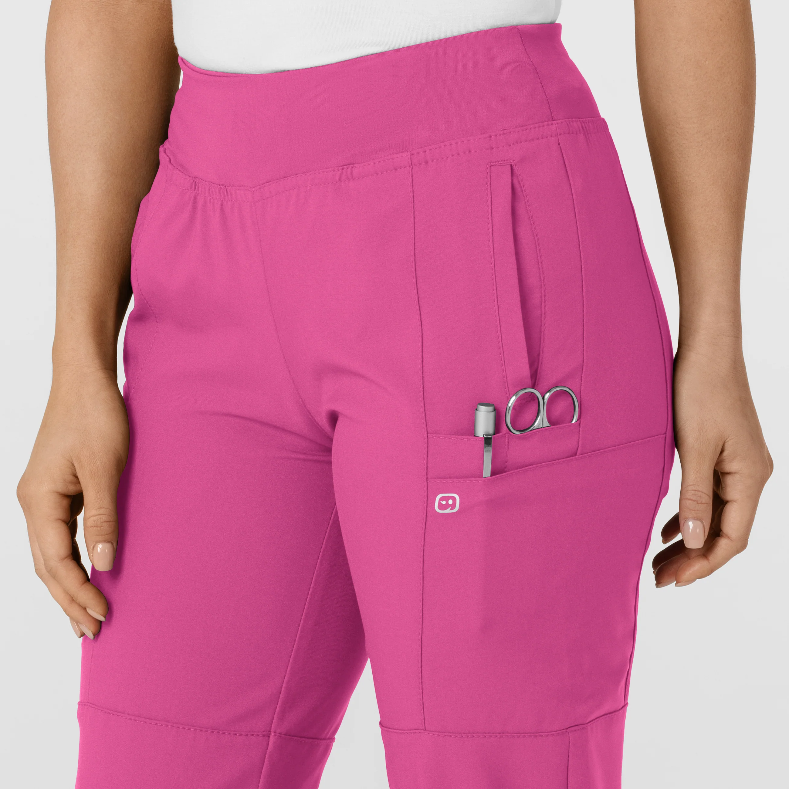 W123 Women's Comfort Waist Cargo Jogger Scrub Pant - Hot Pink - Image 6
