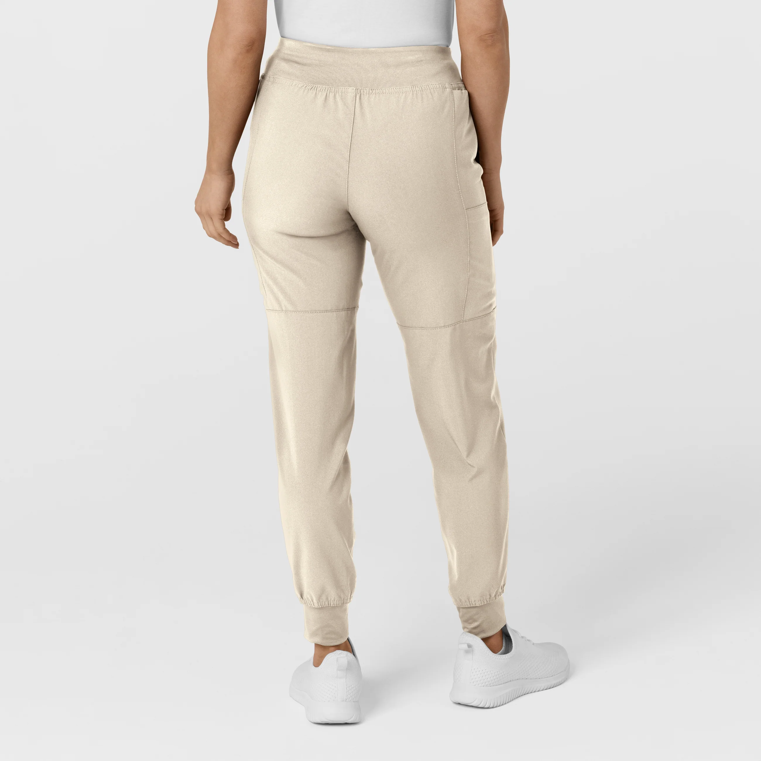 W123 Women's Comfort Waist Cargo Jogger Scrub Pant - Khaki - Image 2