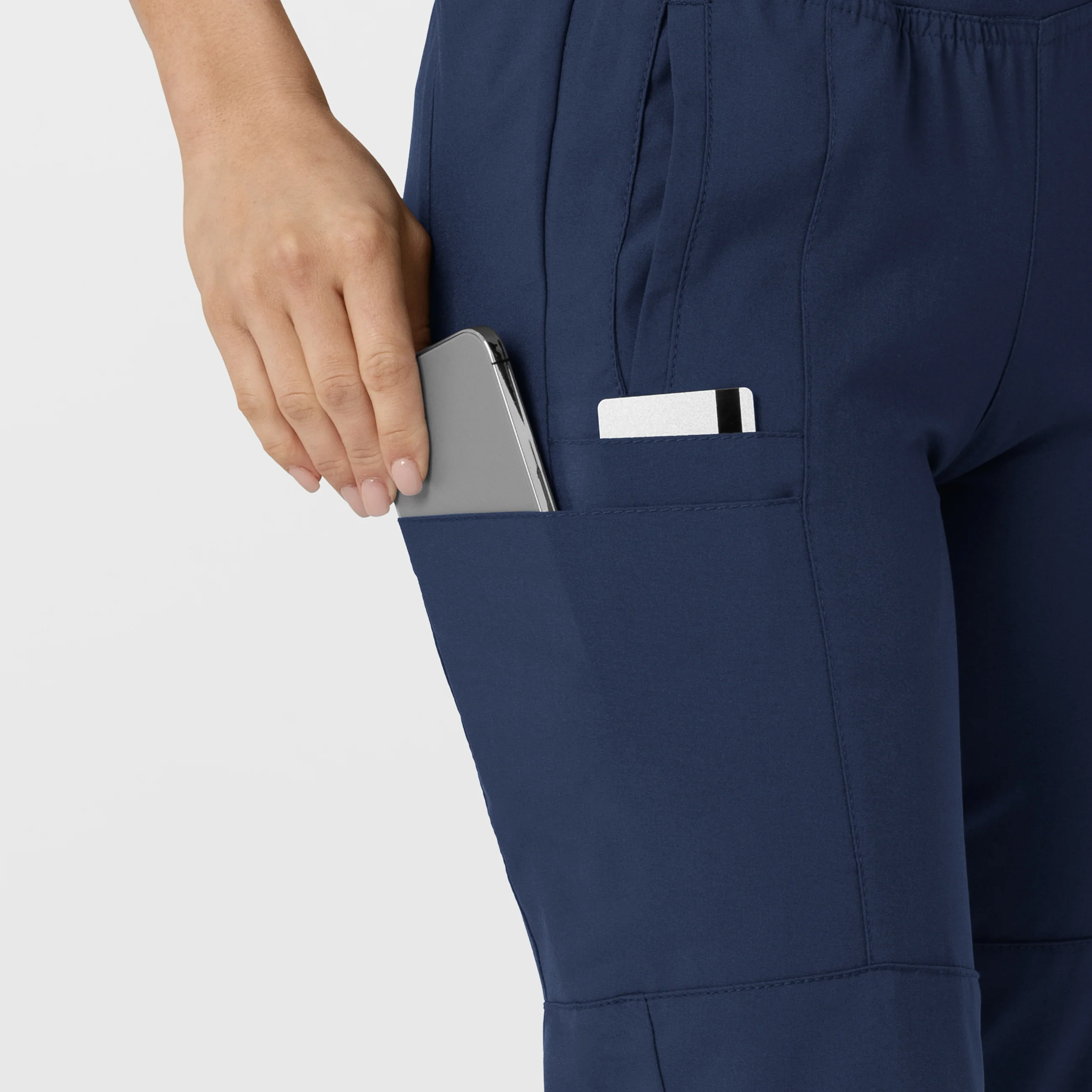 W123 Women's Comfort Waist Cargo Jogger Scrub Pant - Navy - Image 7
