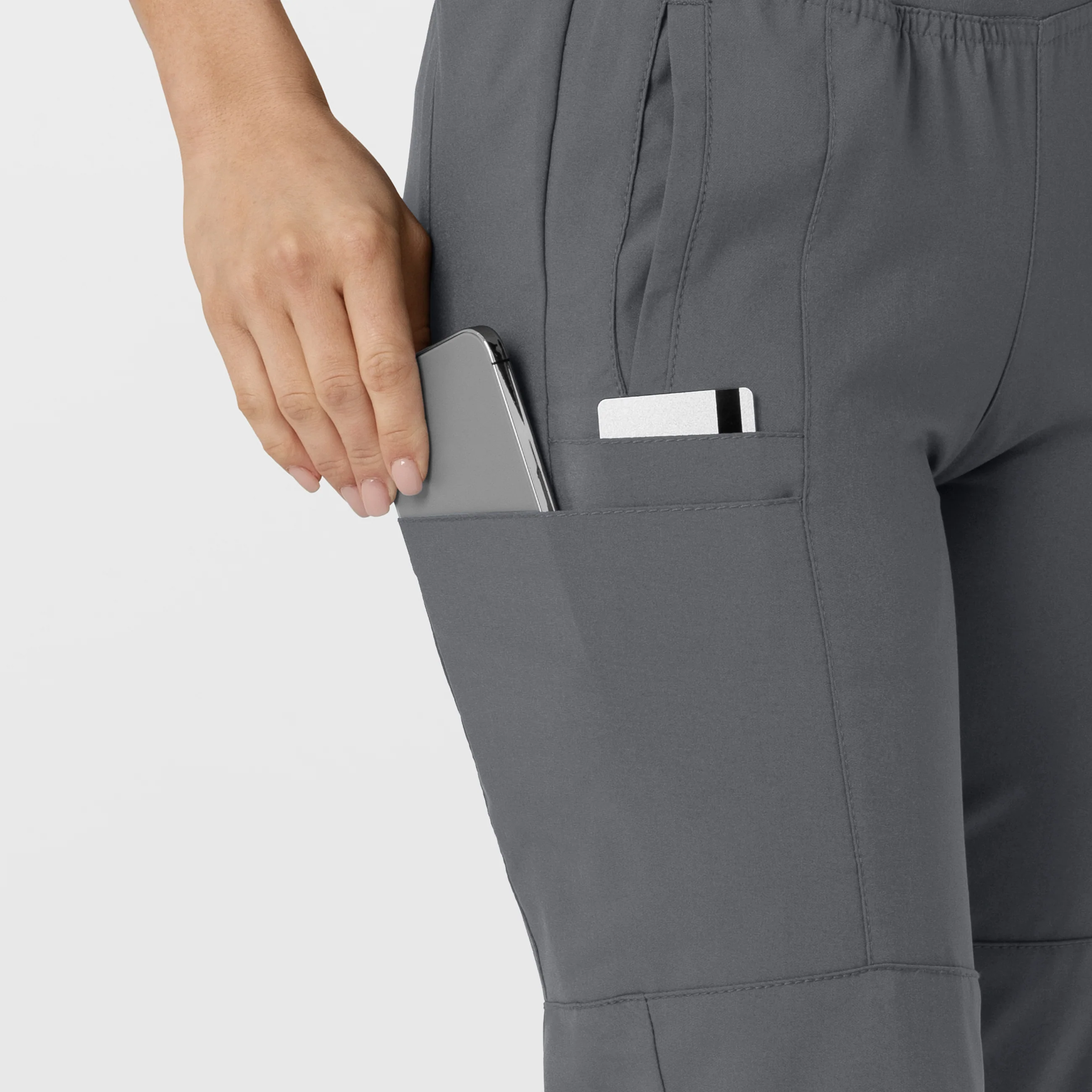 W123 Women's Comfort Waist Cargo Jogger Scrub Pant - Pewter - Image 7