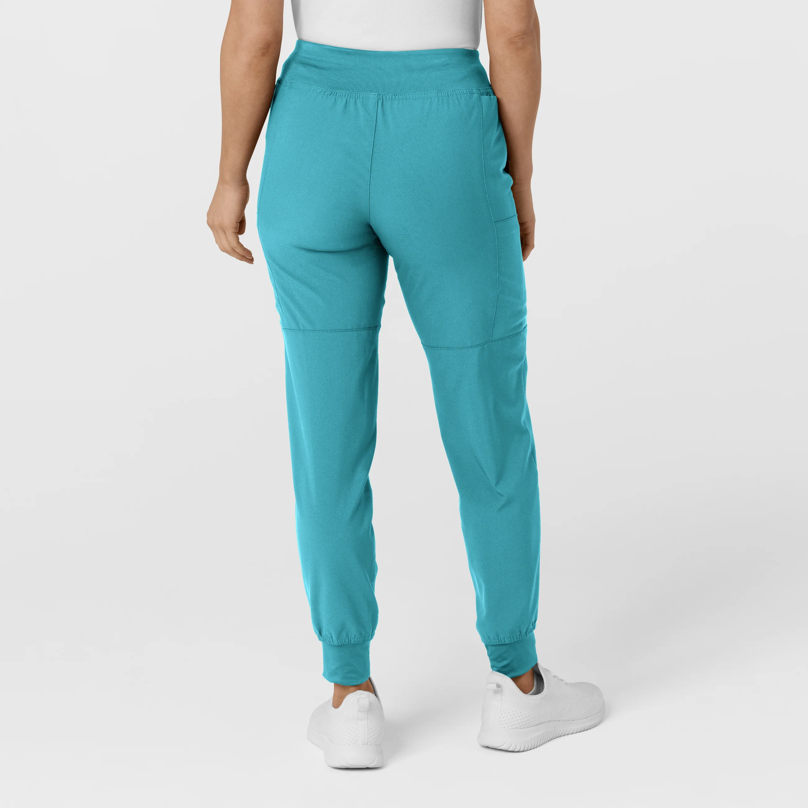 W123 Women's Comfort Waist Cargo Jogger Scrub Pant - Teal Blue - Image 3