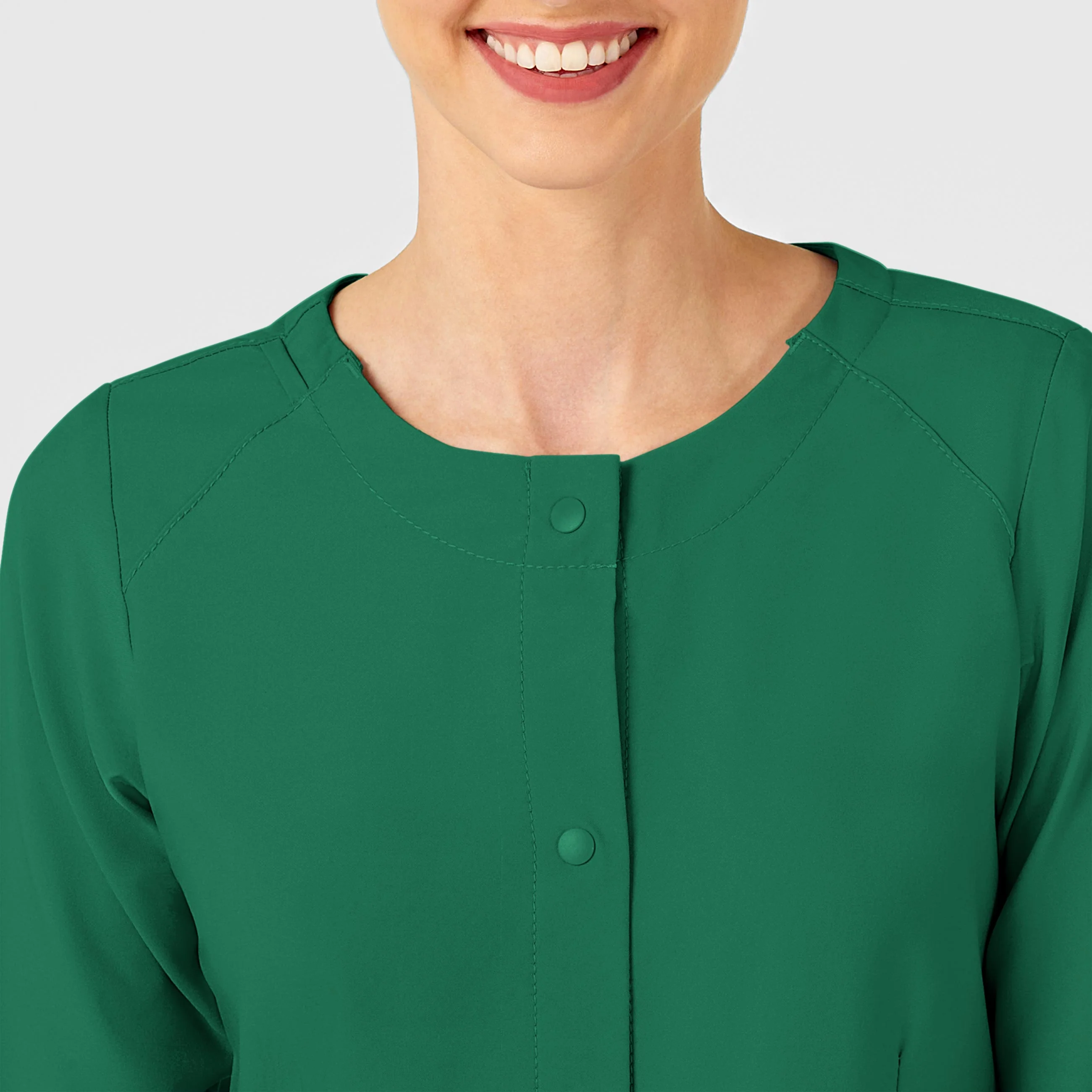 W123 Women's Crew Neck Warm Up Scrub Jacket - Hunter - Image 5