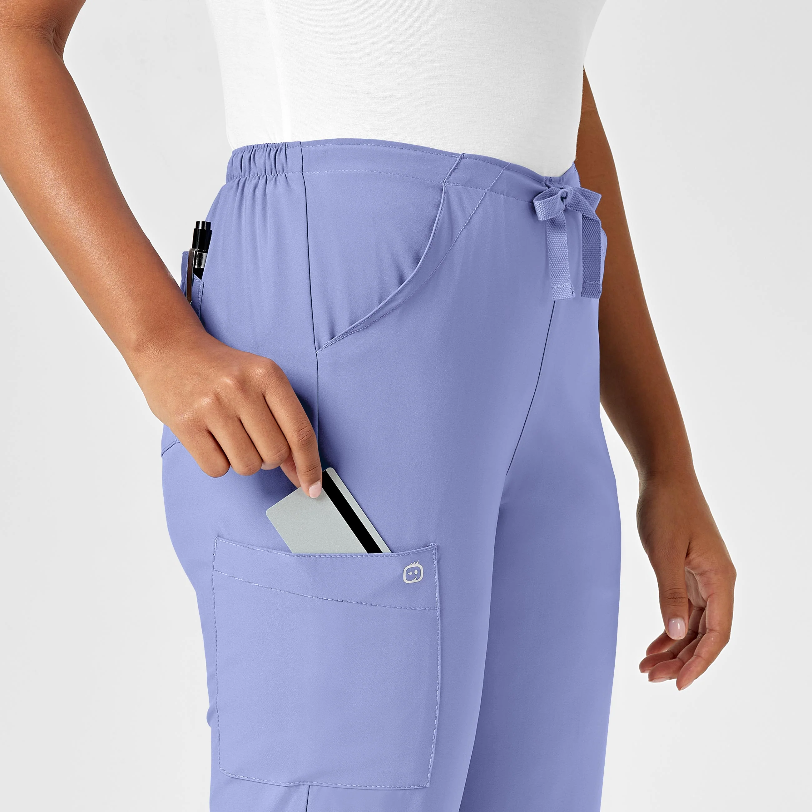 W123 Women's Drawstring Scrub Pant - Ceil Blue - Image 5