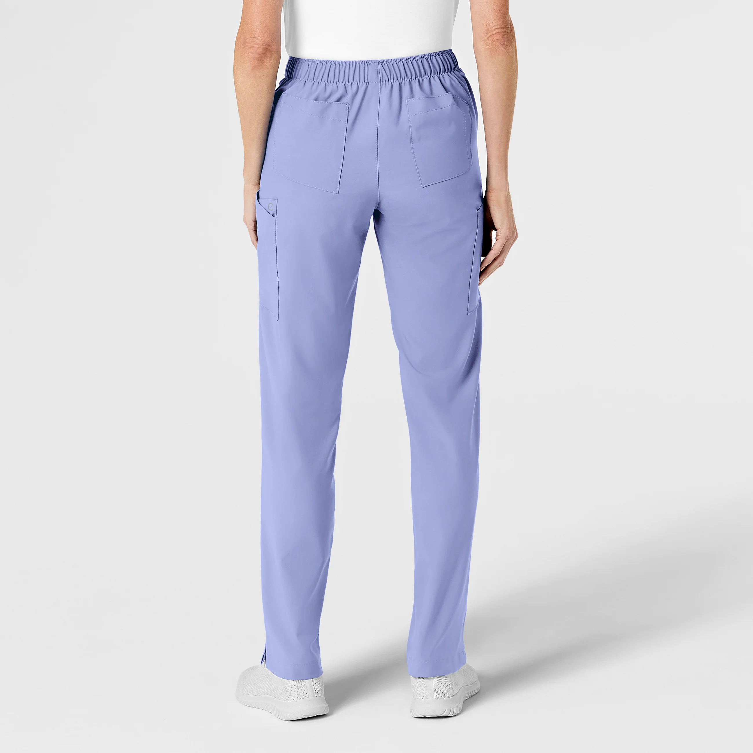 W123 Women's Flat Front Cargo Scrub Pant - Ceil Blue - Image 2