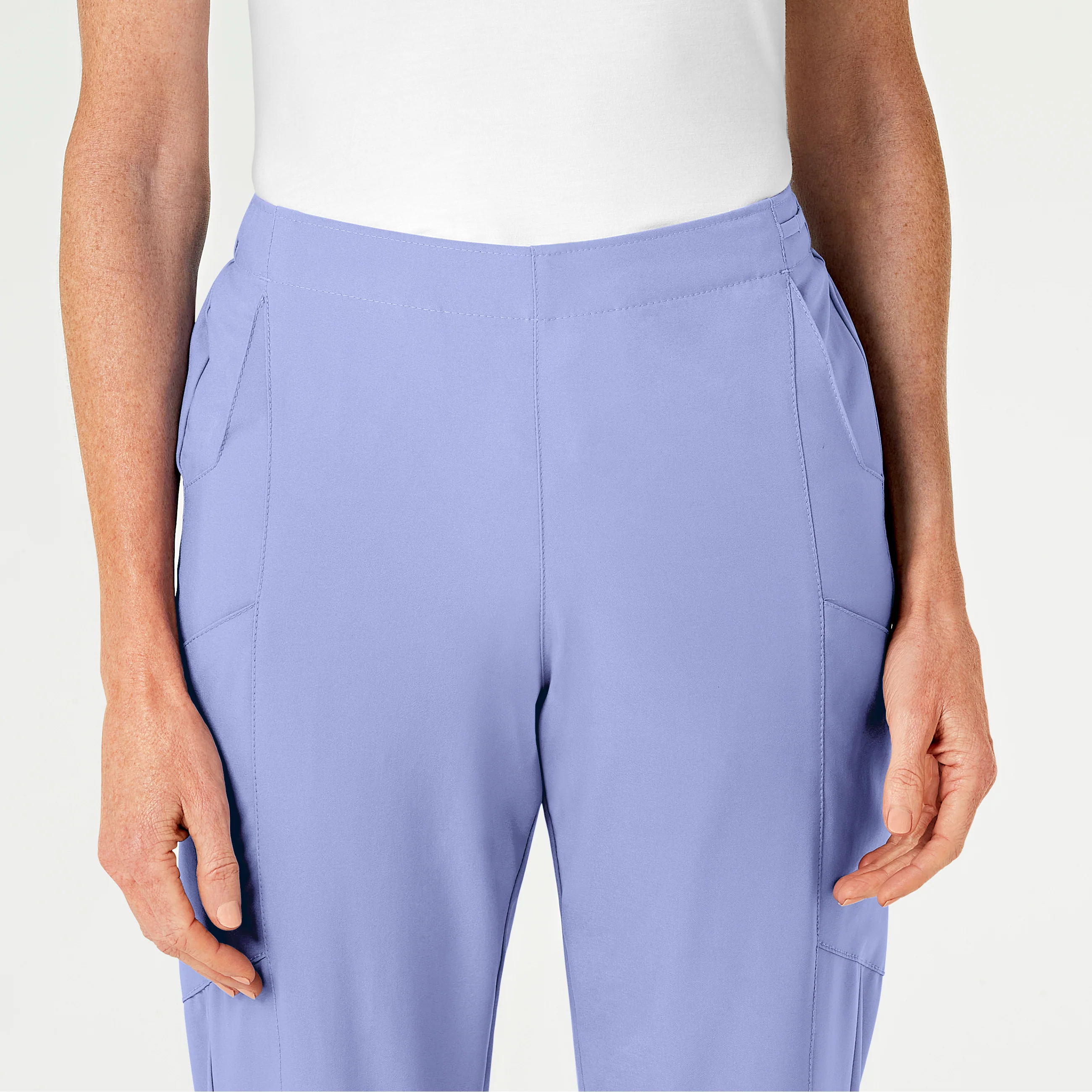 W123 Women's Flat Front Cargo Scrub Pant - Ceil Blue - Image 5