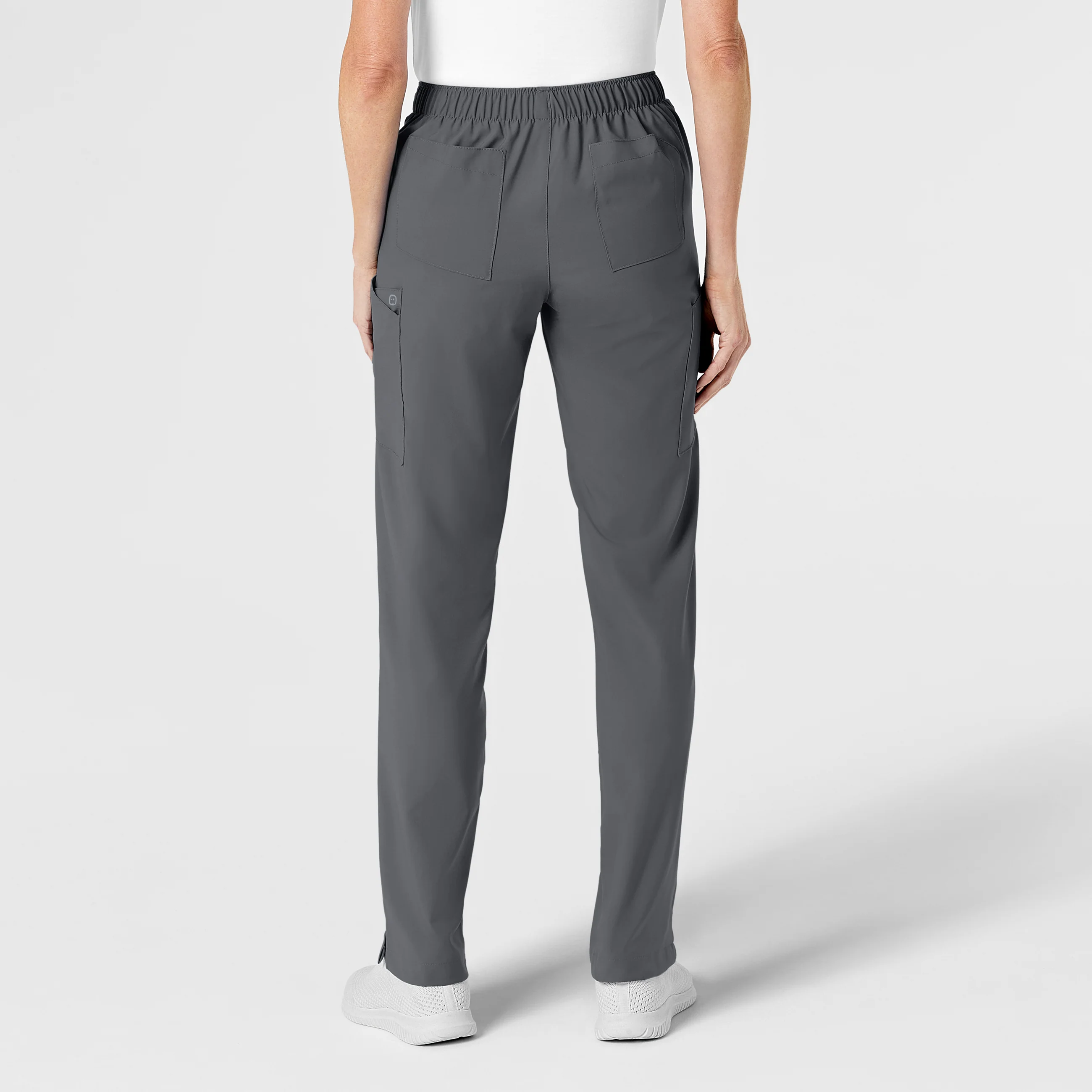 W123 Women's Flat Front Cargo Scrub Pant - Pewter - Image 2