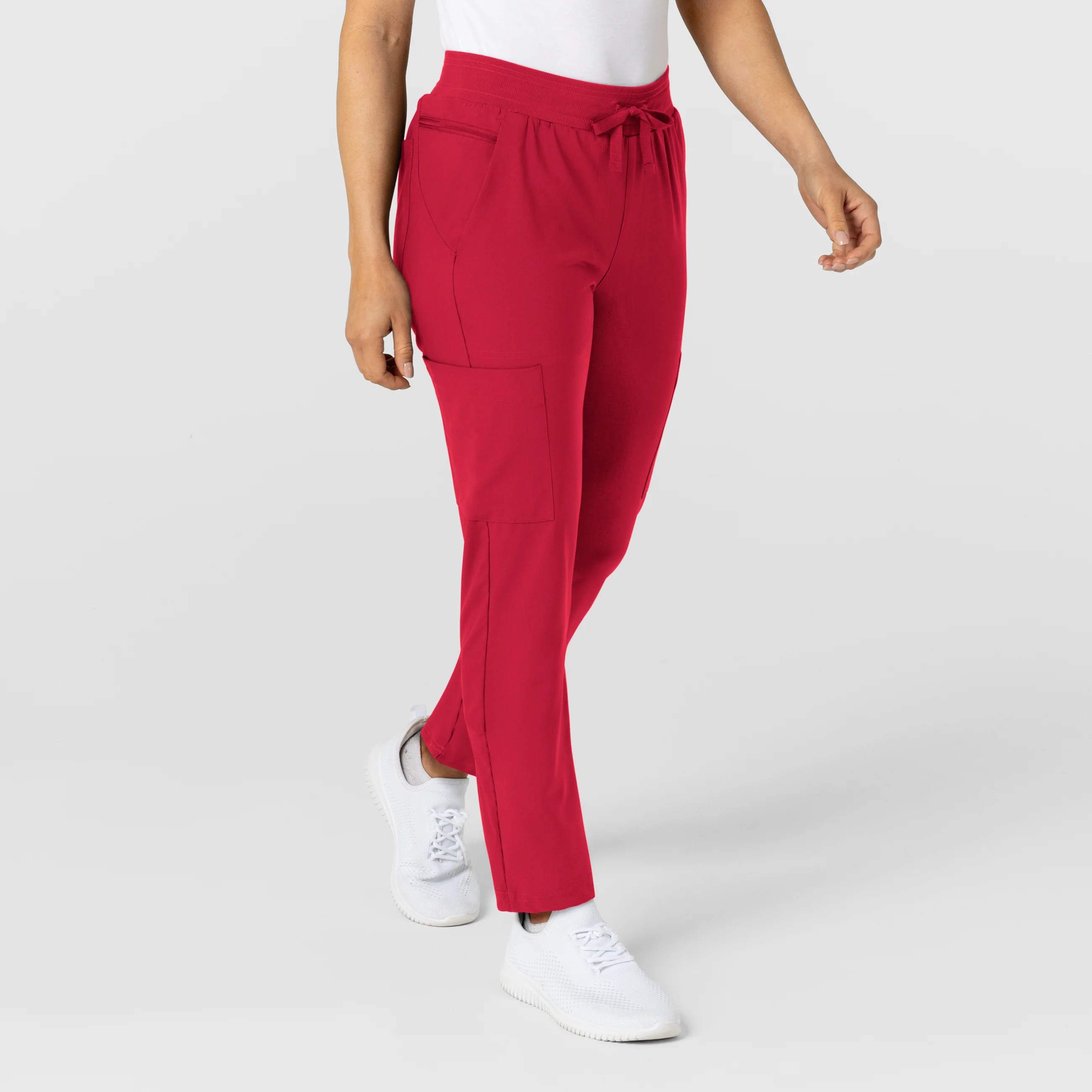W123 Women's Flex-n-Reach Track Scrub Pant - Red - Image 4