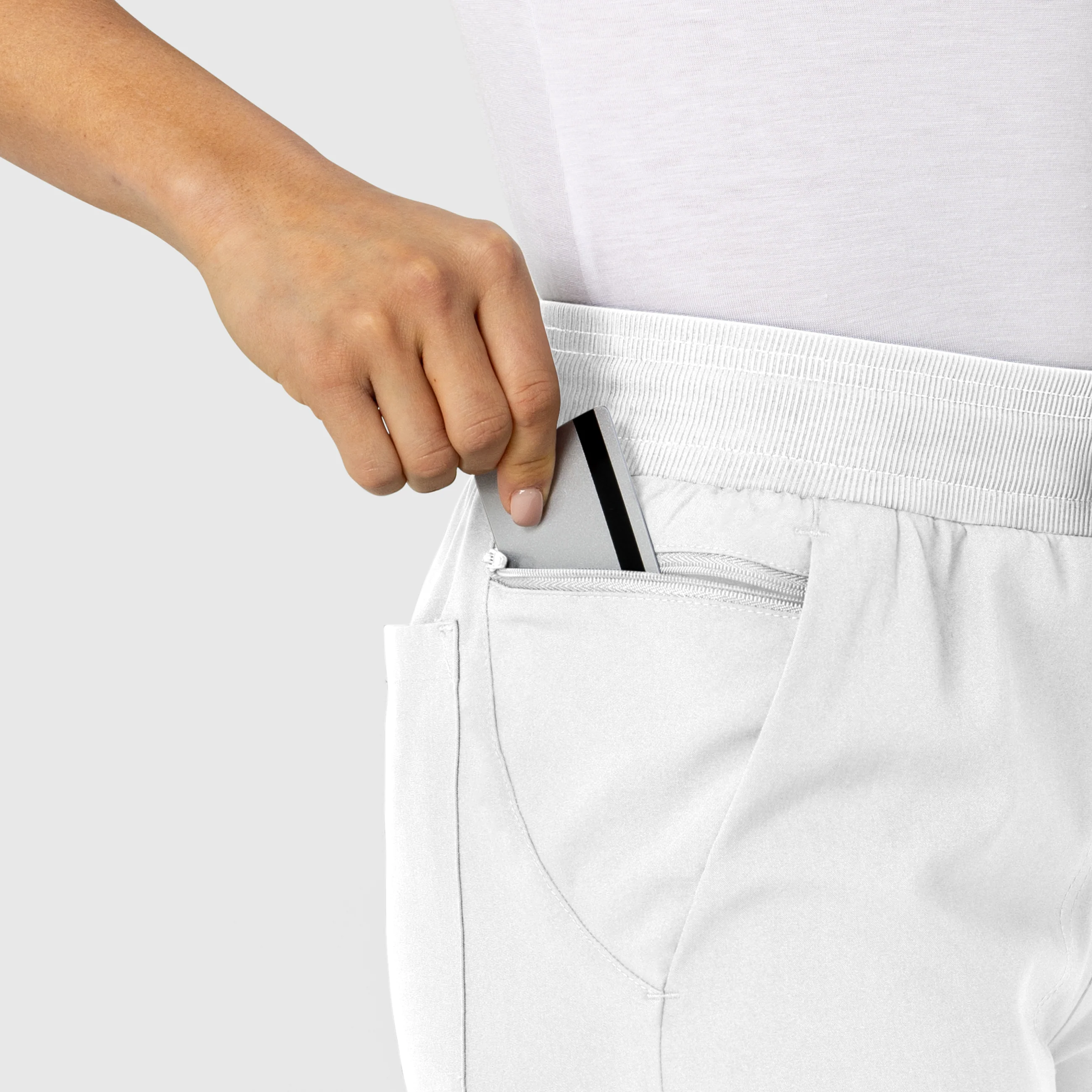 W123 Women's Flex-n-Reach Track Scrub Pant - White - Image 5