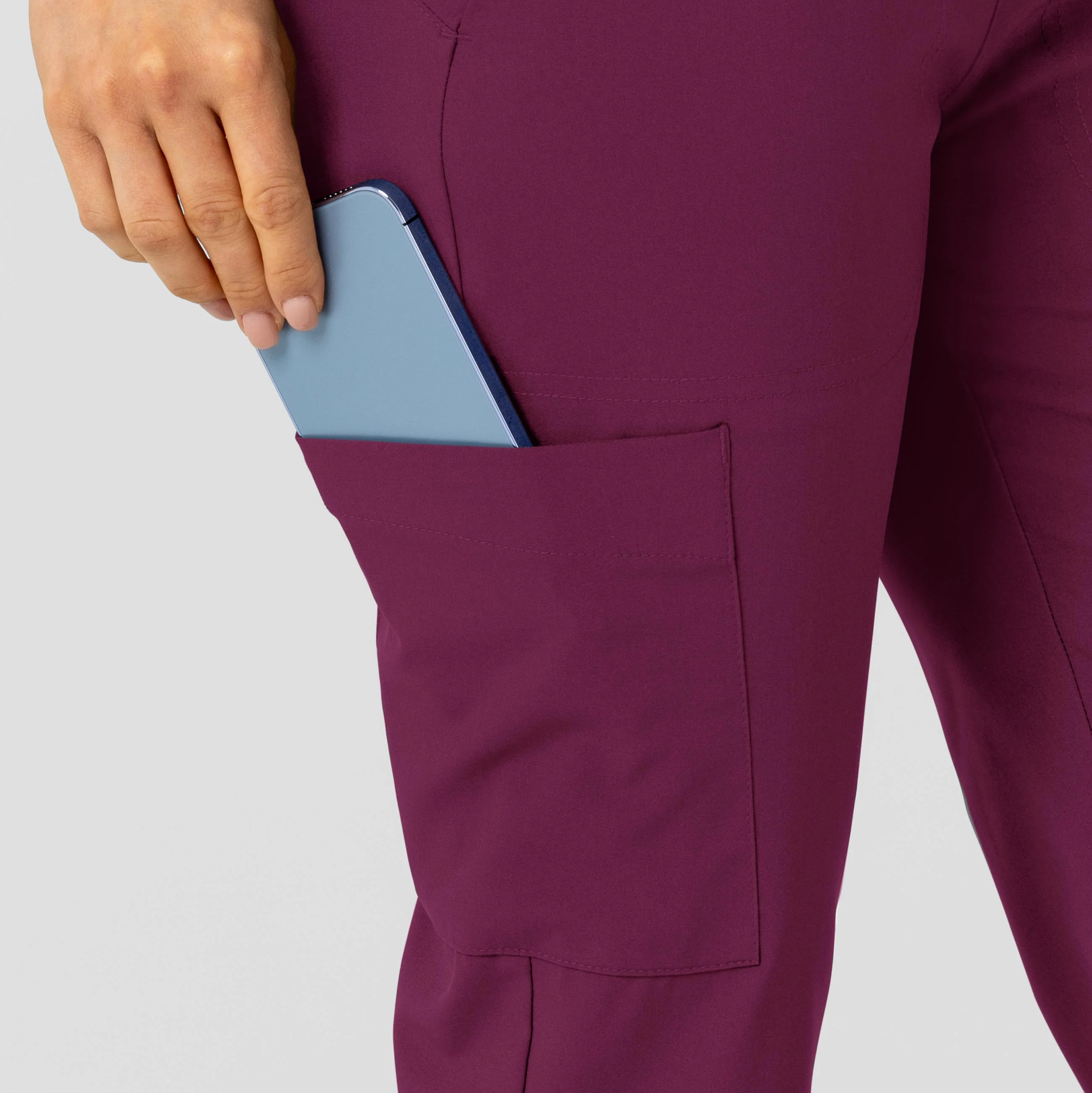 W123 Women's Flex-n-Reach Track Scrub Pant - Wine - Image 7