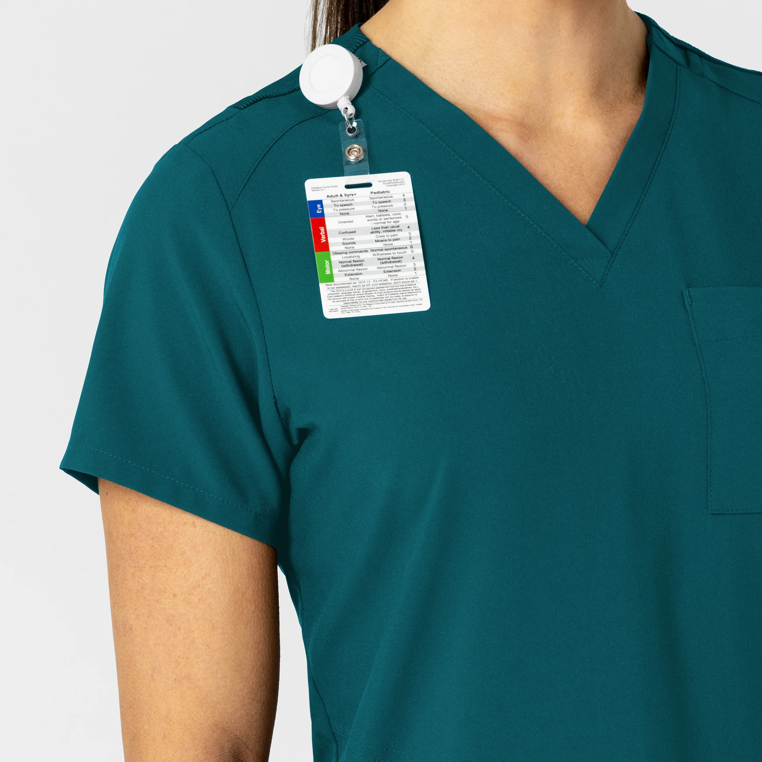 W123 Women's Flex-n-Reach V-Neck Scrub Top - Caribbean - Image 5
