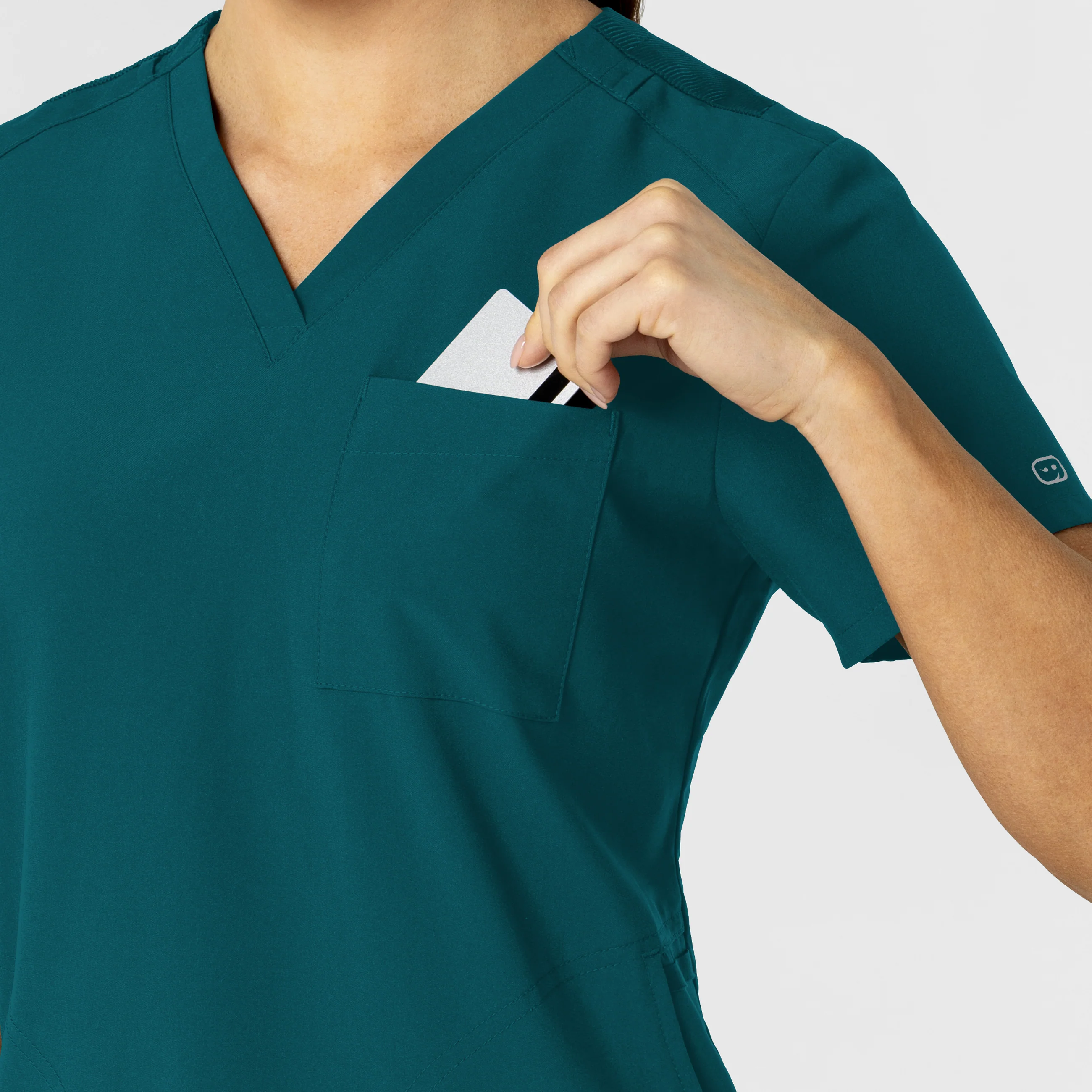 W123 Women's Flex-n-Reach V-Neck Scrub Top - Caribbean - Image 6