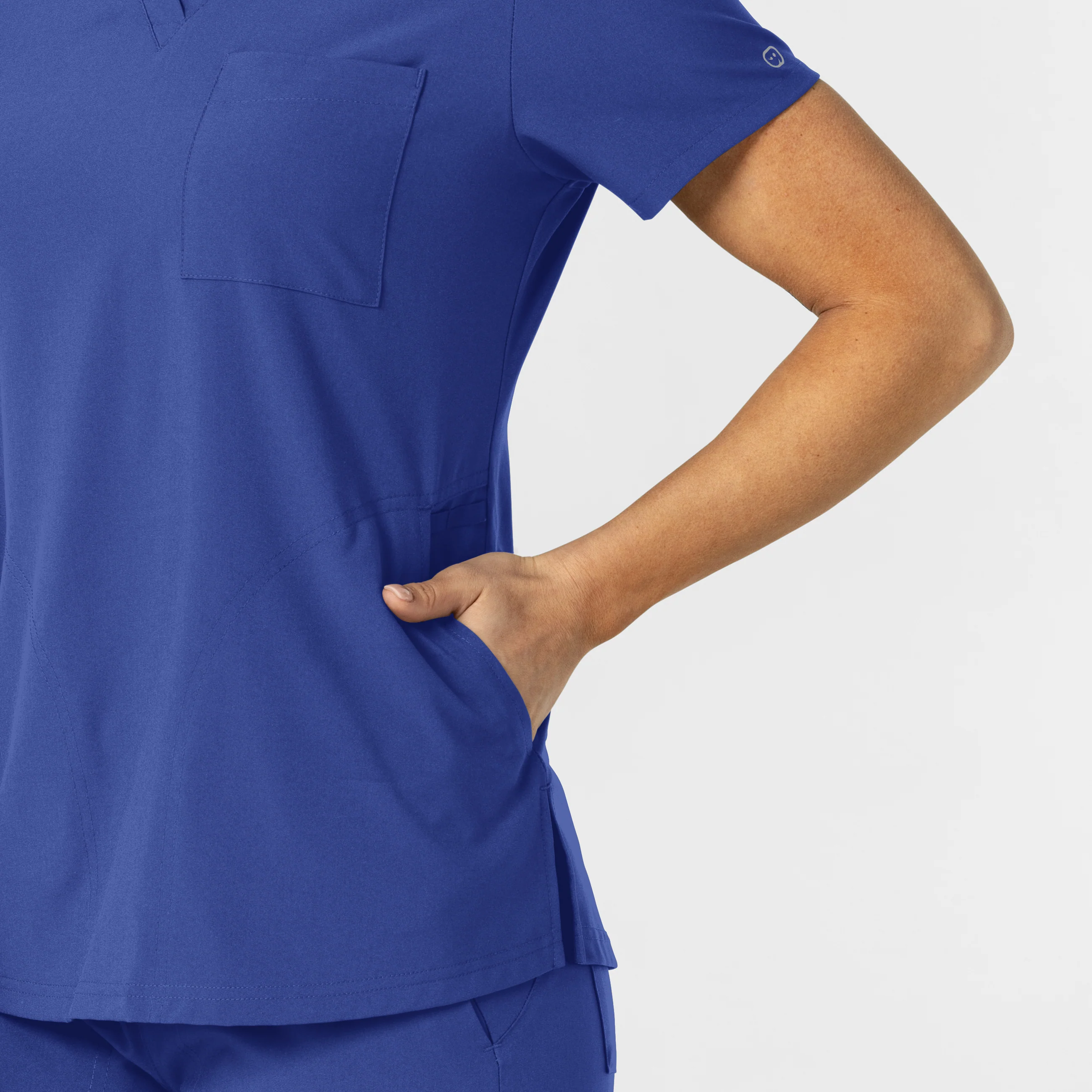 W123 Women's Flex-n-Reach V-Neck Scrub Top - Galaxy Blue - Image 8