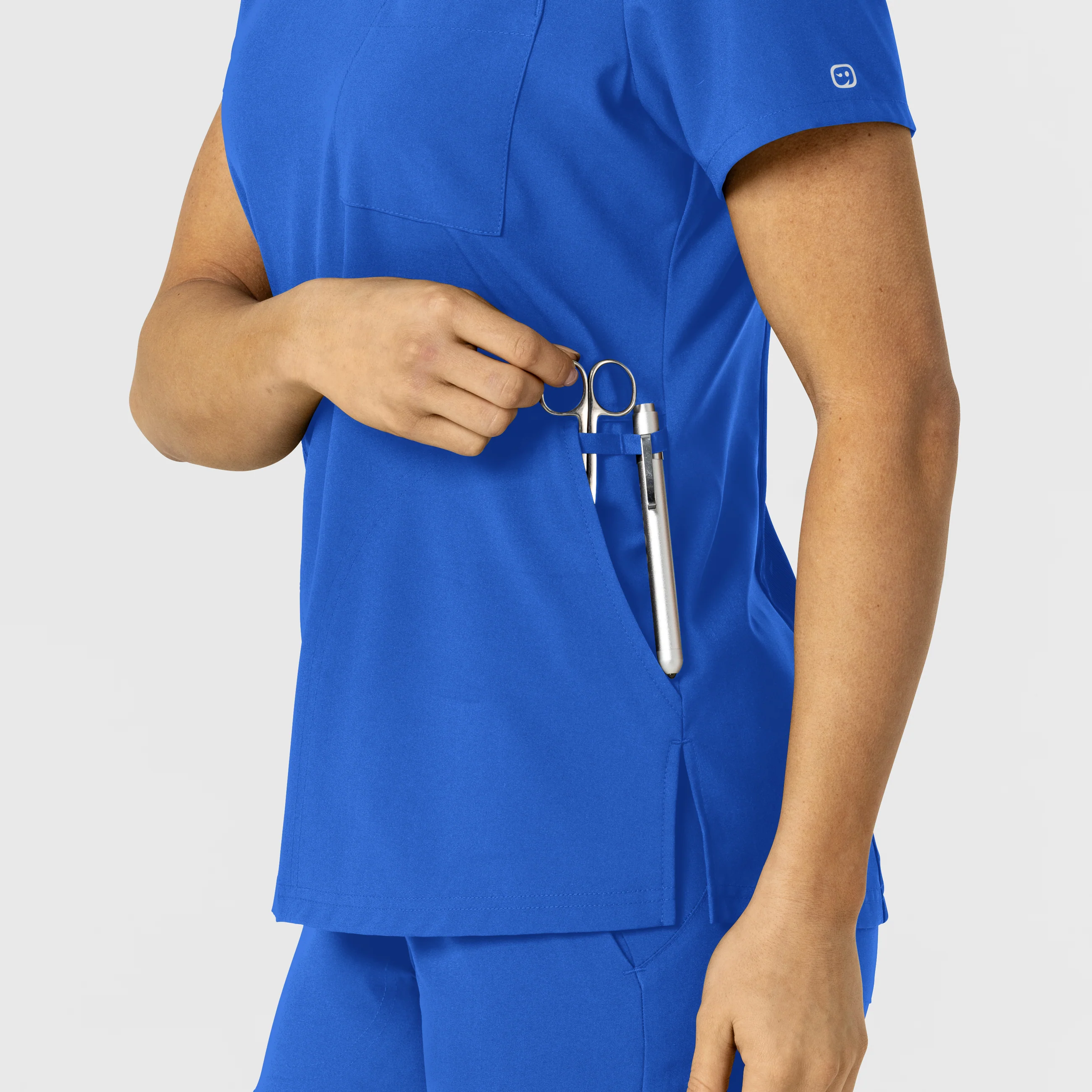 W123 Women's Flex-n-Reach V-Neck Scrub Top - Royal - Image 10