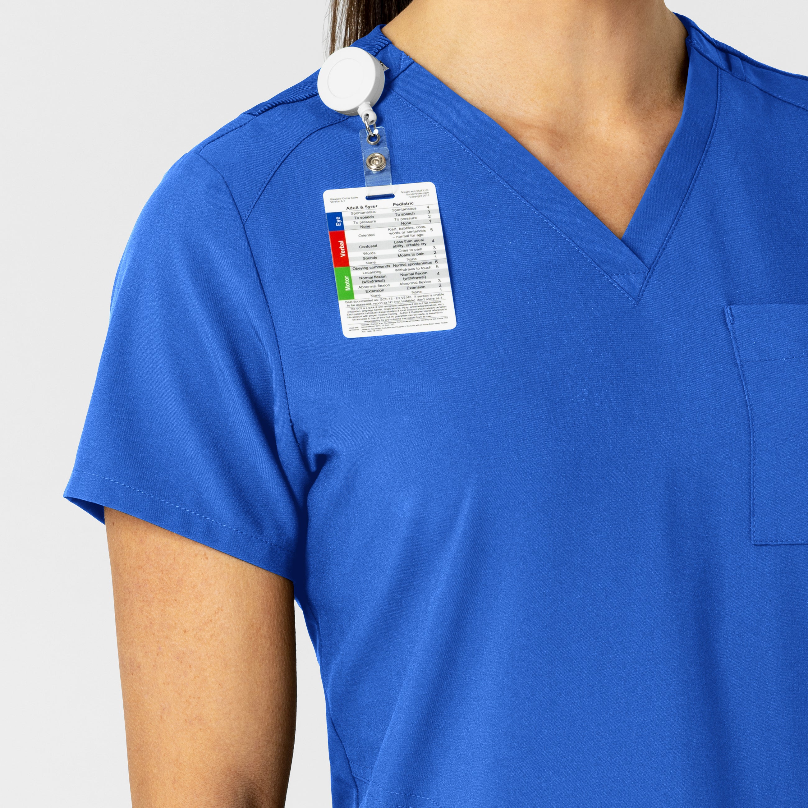 W123 Women's Flex-n-Reach V-Neck Scrub Top - Royal - Image 6