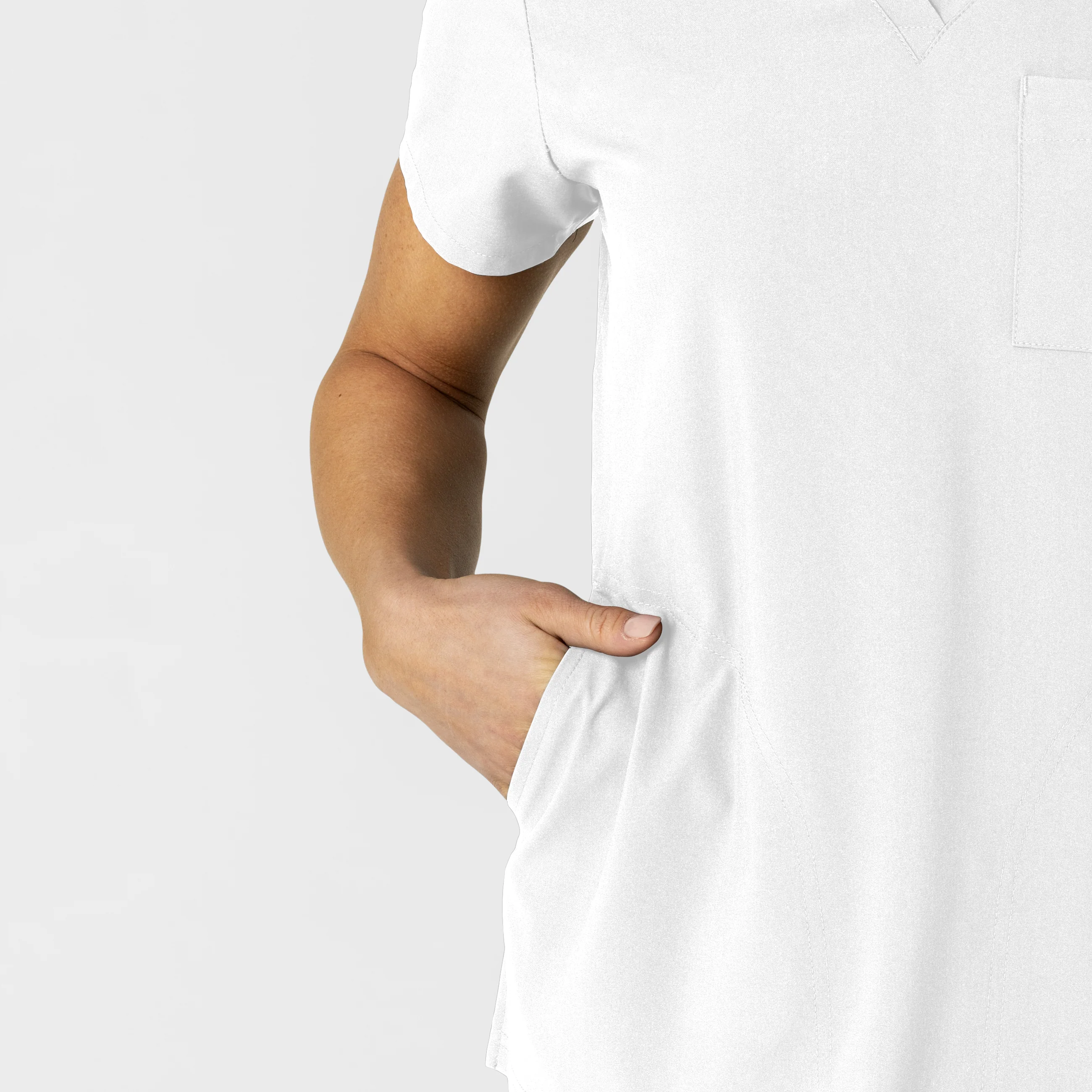 W123 Women's Flex-n-Reach V-Neck Scrub Top - White - Image 7