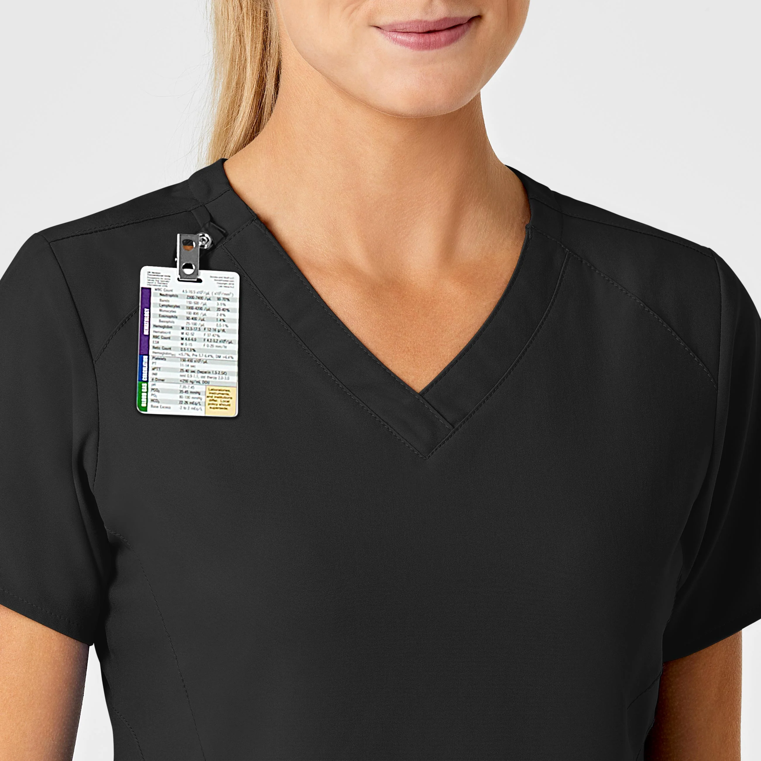 W123 Women's Stylized V-Neck Scrub Top - Black - Image 6