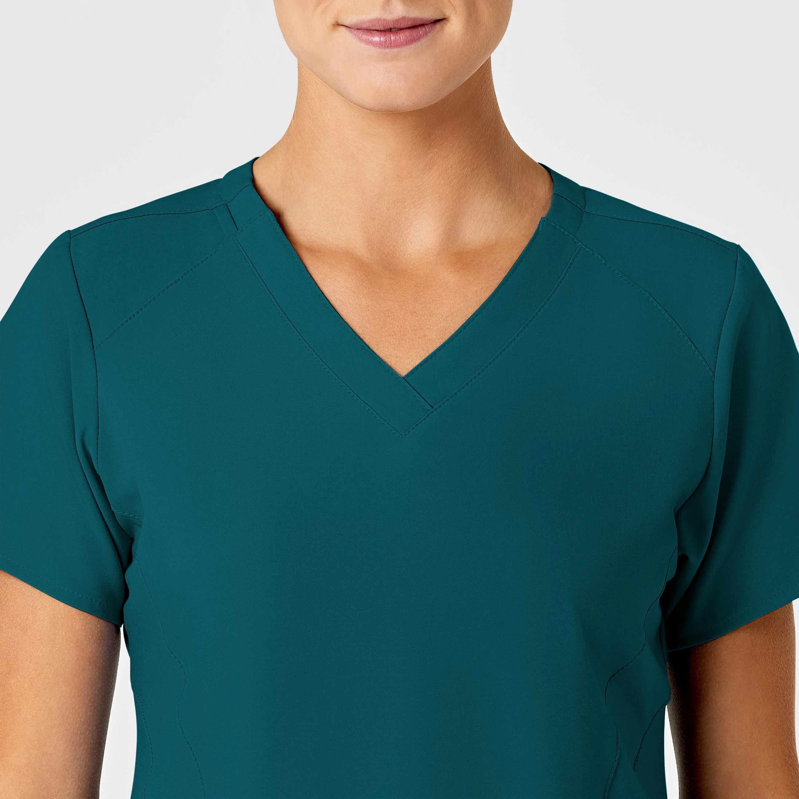 W123 Women's Stylized V-Neck Scrub Top - Caribbean - Image 5