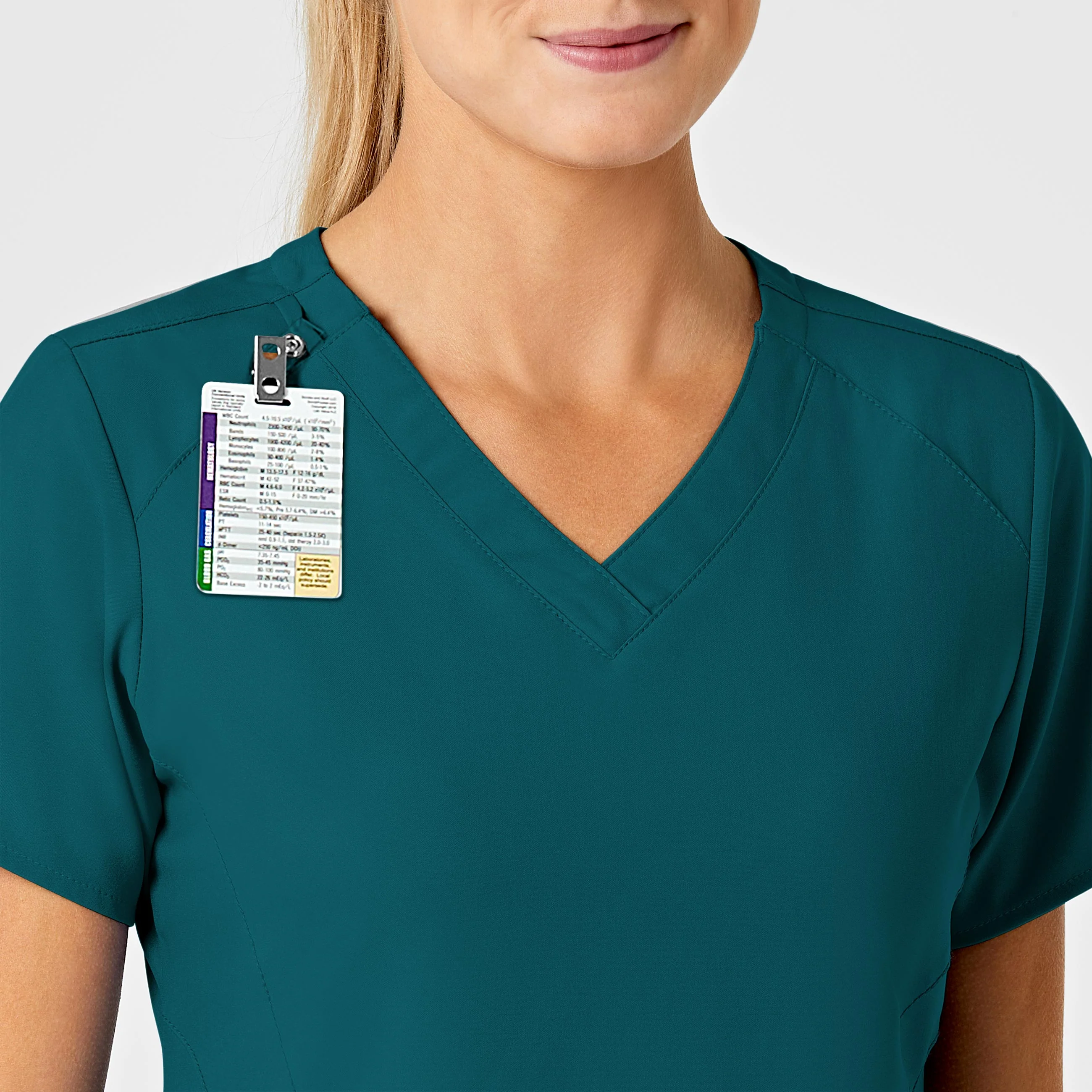 W123 Women's Stylized V-Neck Scrub Top - Caribbean - Image 6