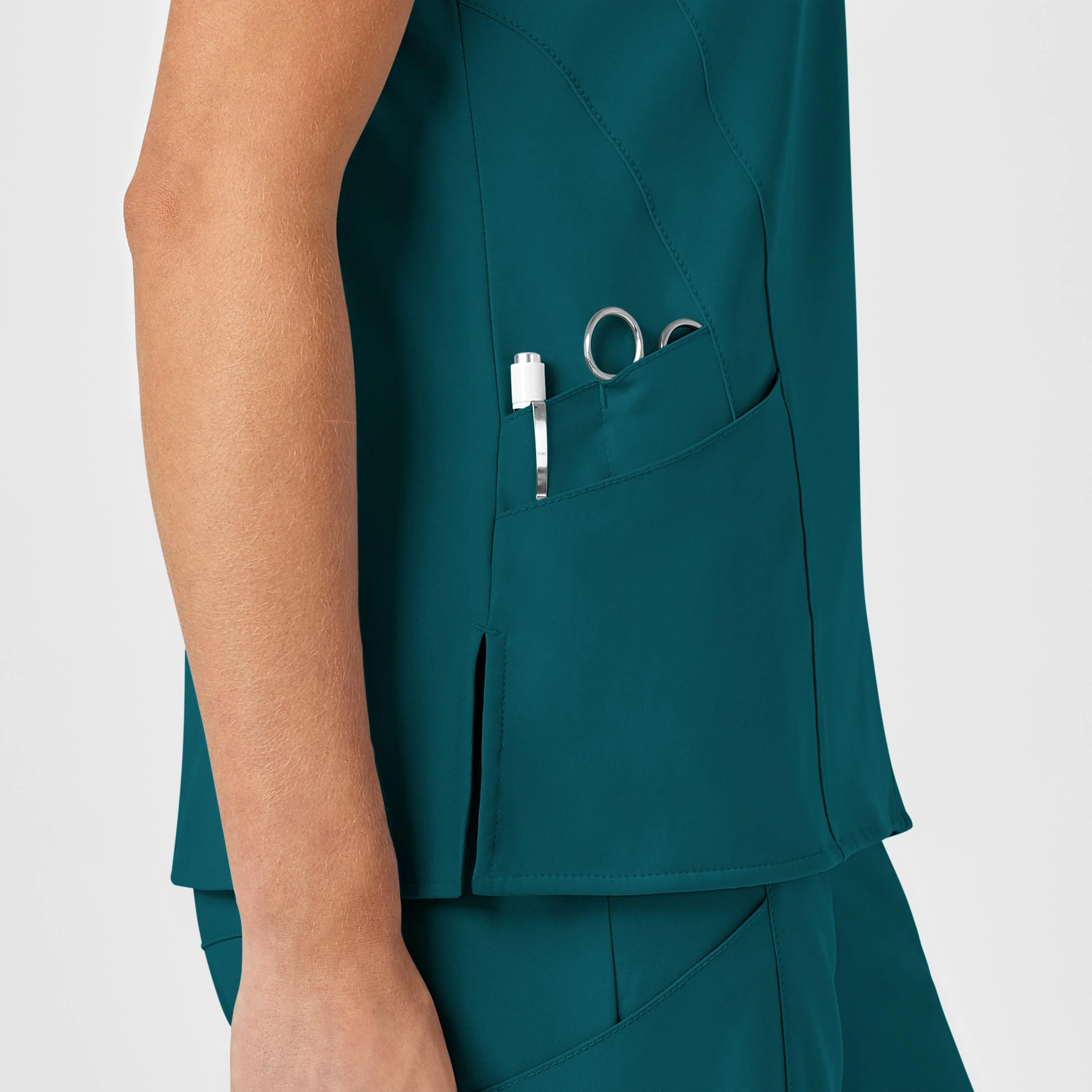 W123 Women's Stylized V-Neck Scrub Top - Caribbean - Image 8