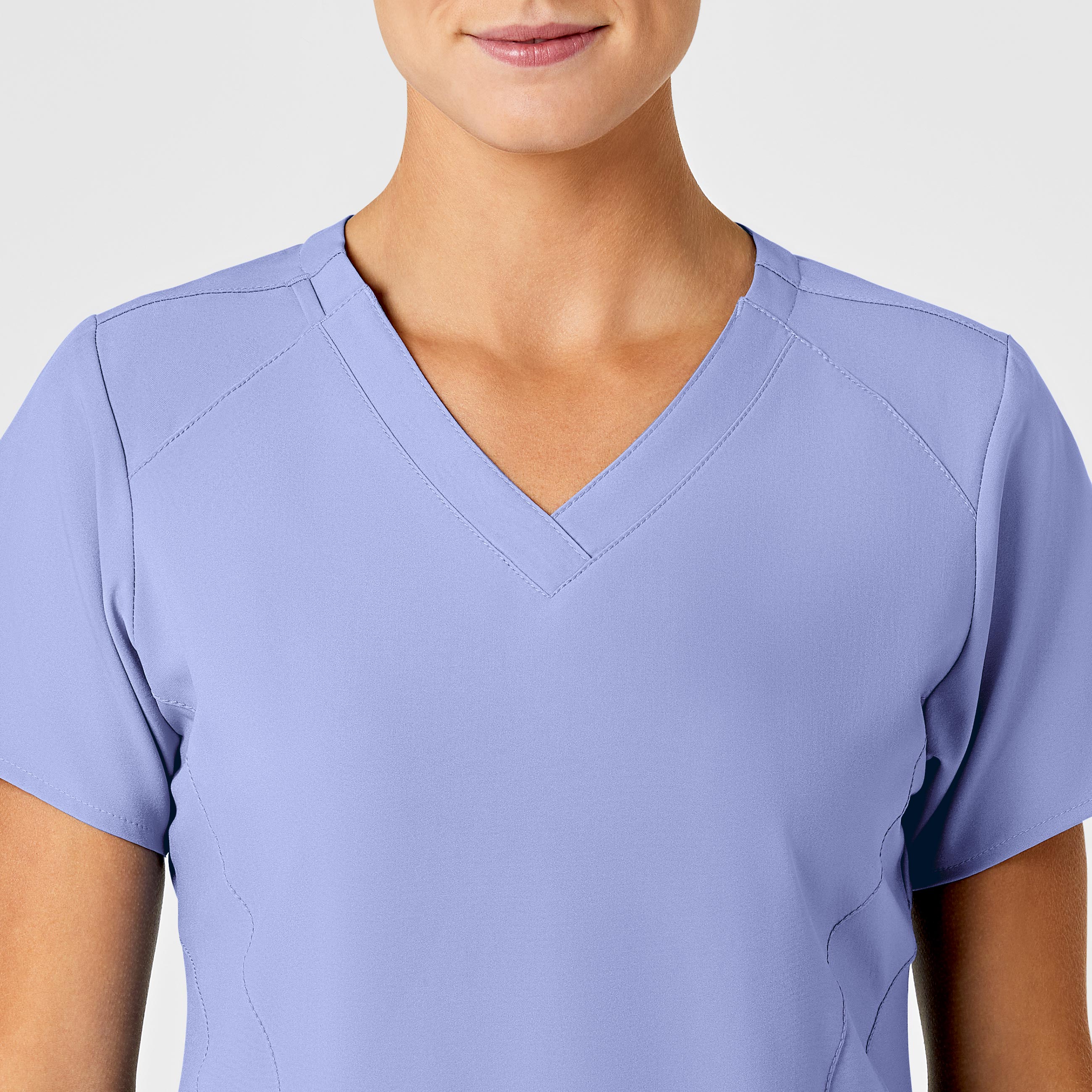 W123 Women's Stylized V-Neck Scrub Top - Ceil Blue - Image 5