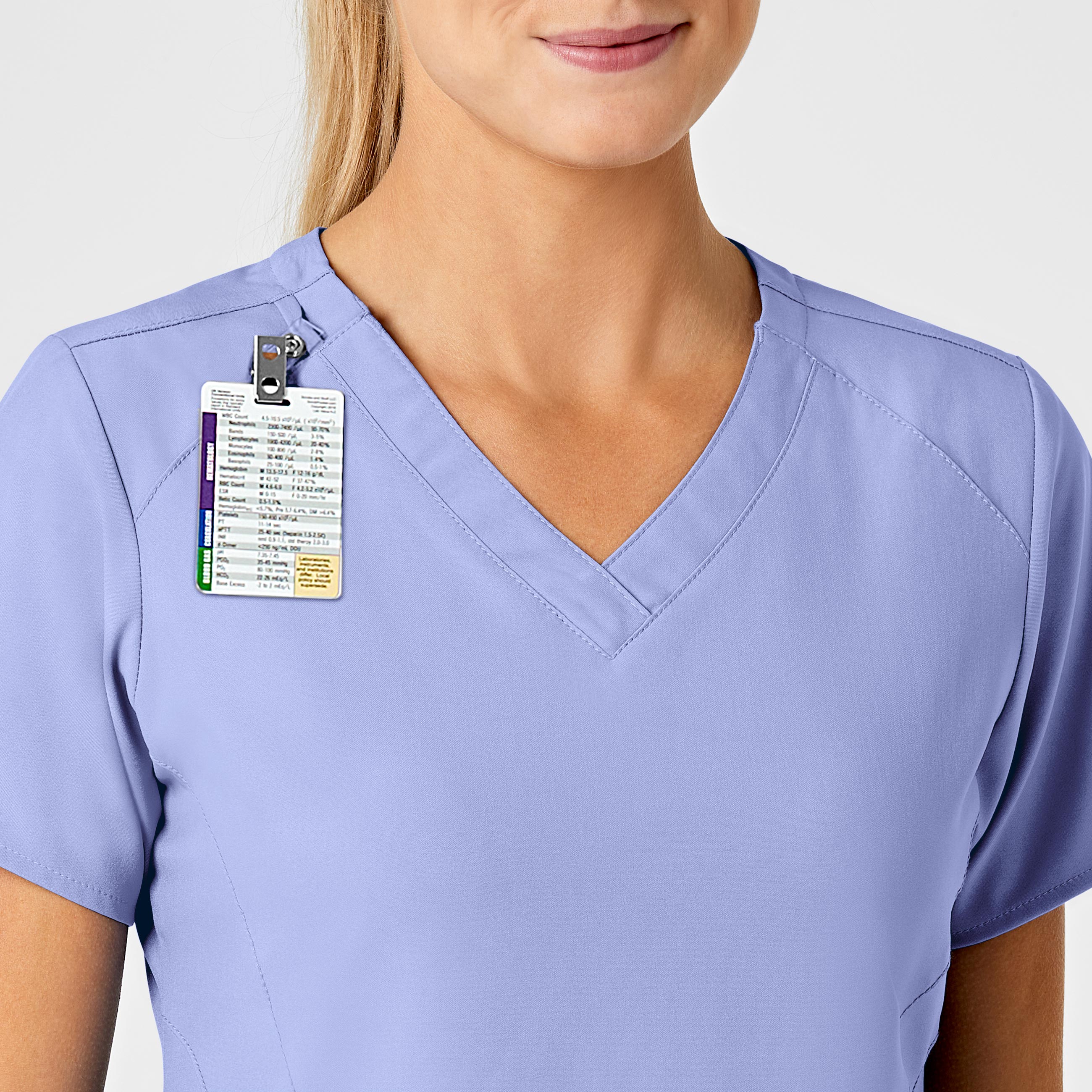 W123 Women's Stylized V-Neck Scrub Top - Ceil Blue - Image 6