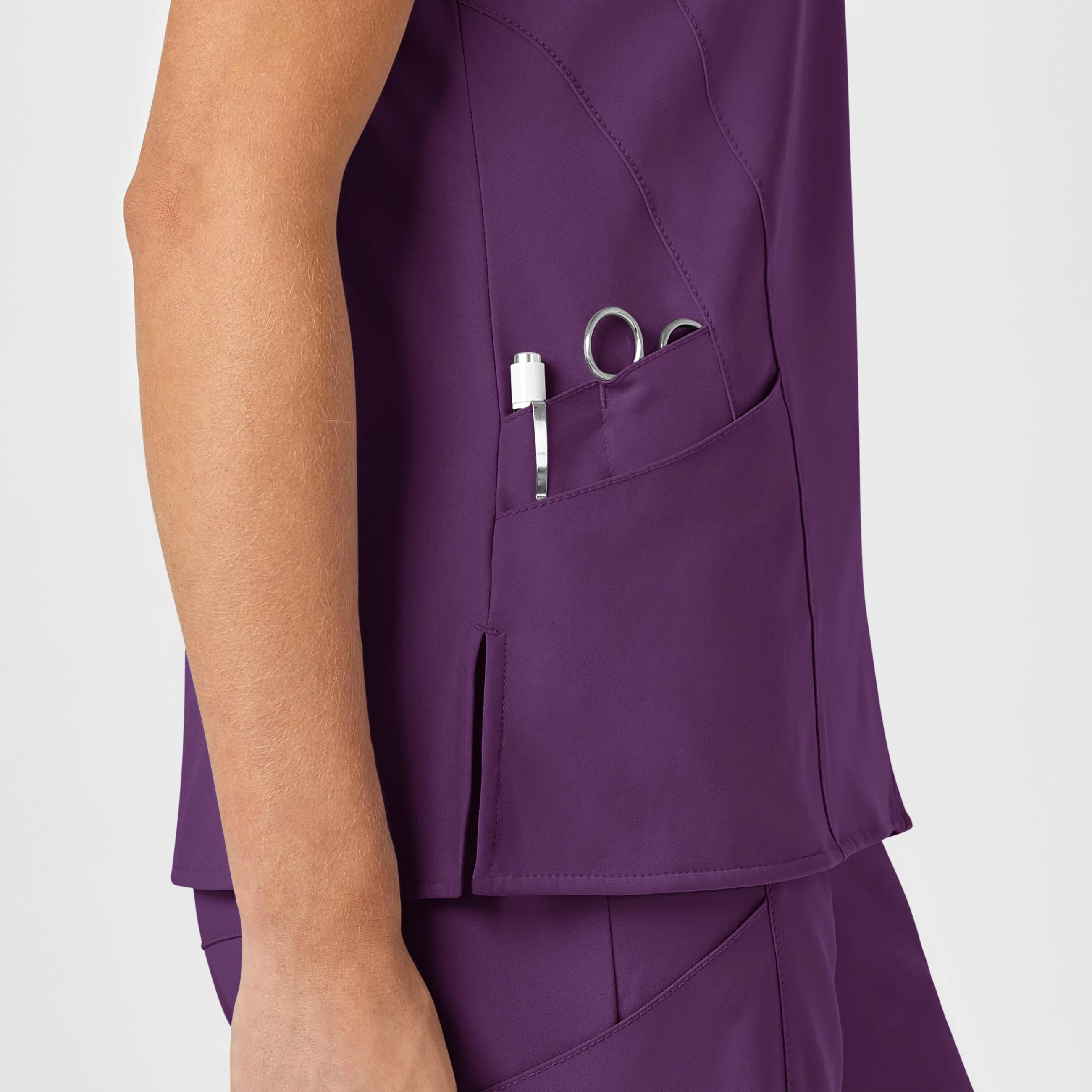 W123 Women's Stylized V-Neck Scrub Top - Eggplant - Image 8