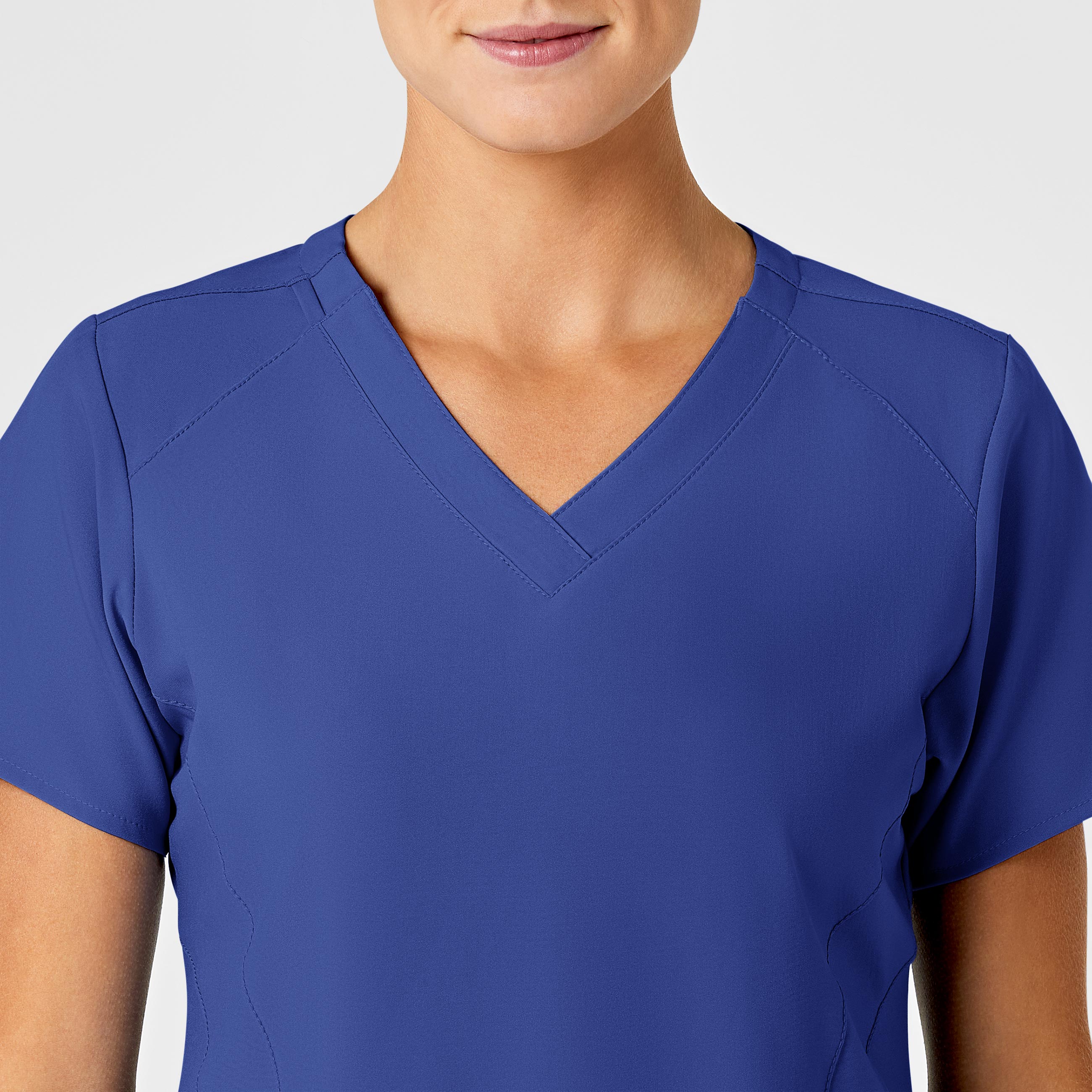 W123 Women's Stylized V-Neck Scrub Top - Galaxy Blue - Image 6