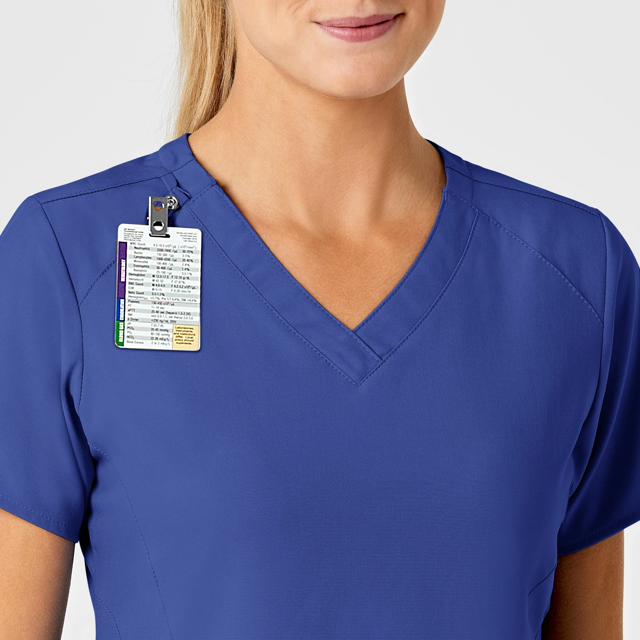 W123 Women's Stylized V-Neck Scrub Top - Galaxy Blue - Image 7