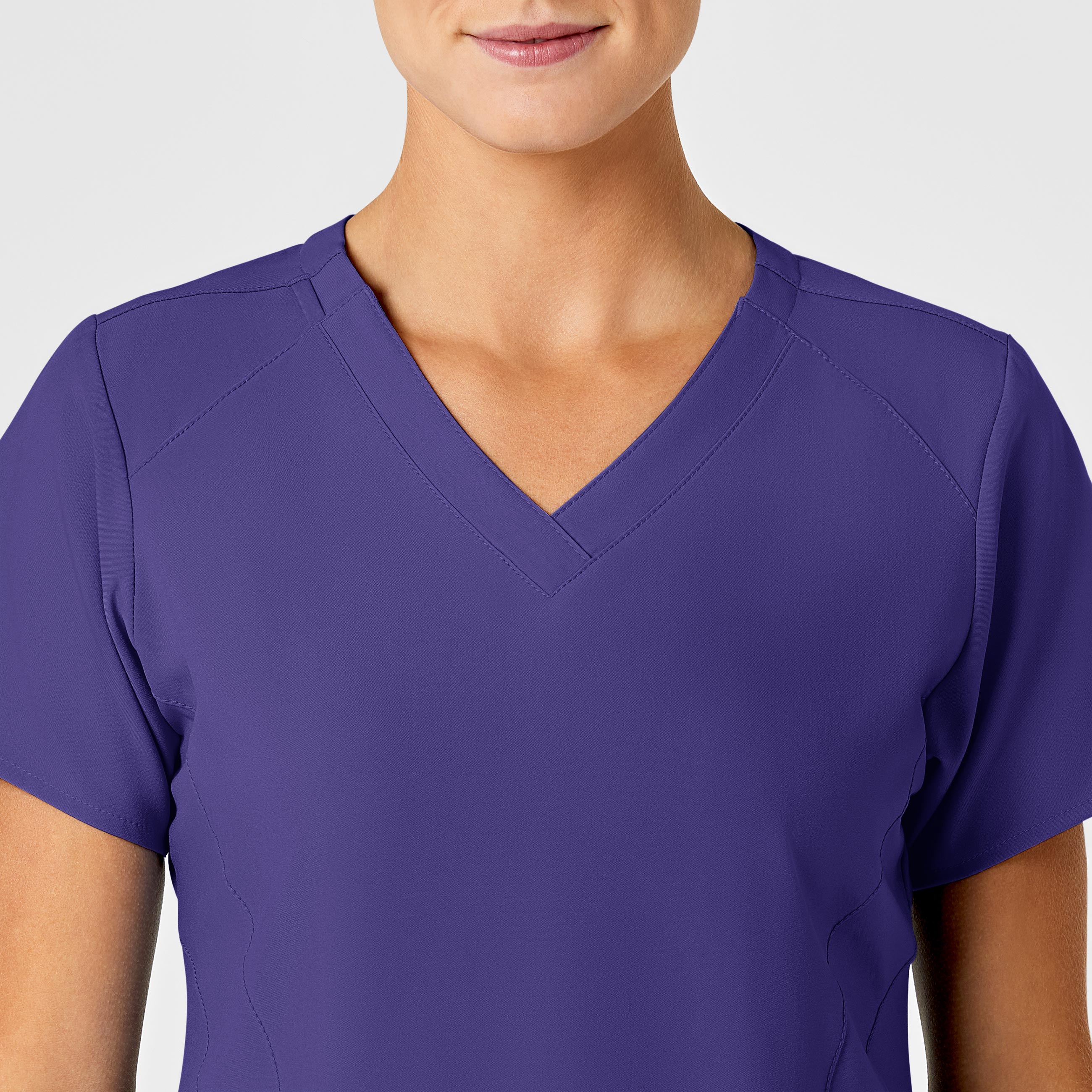 W123 Women's Stylized V-Neck Scrub Top - Grape - Image 5