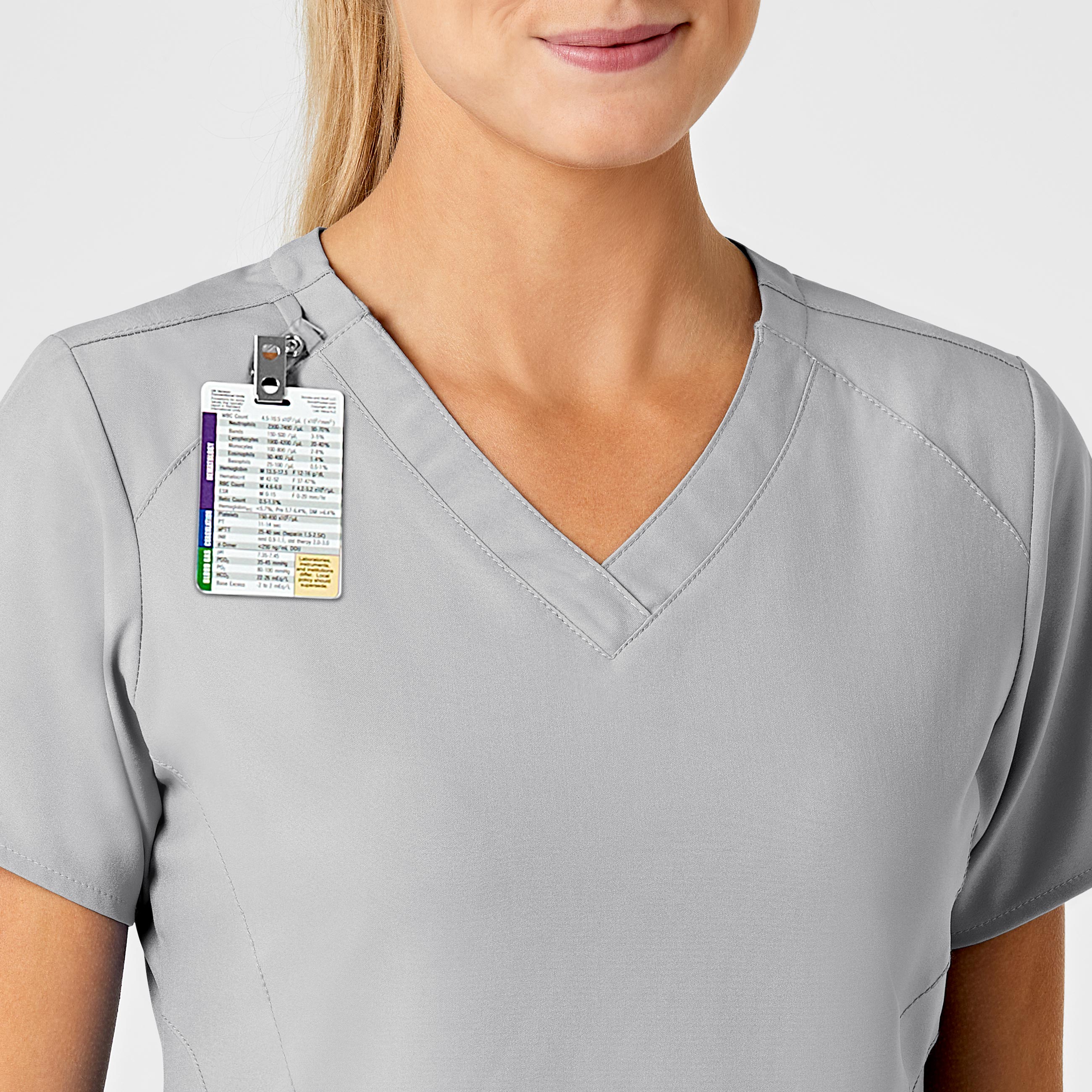 W123 Women's Stylized V-Neck Scrub Top - Grey - Image 6