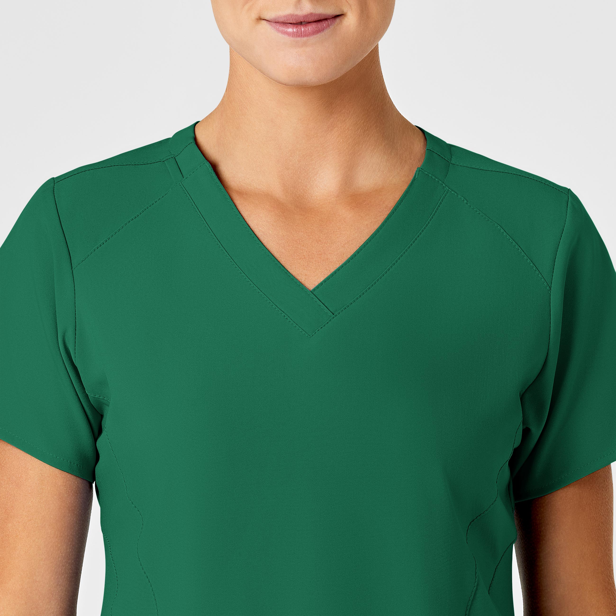 W123 Women's Stylized V-Neck Scrub Top - Hunter - Image 5