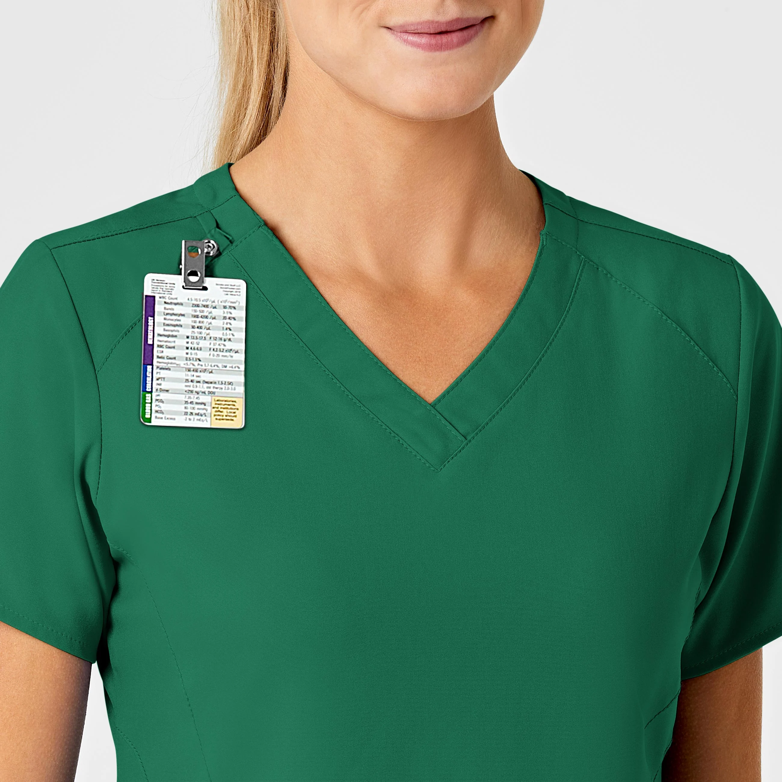 W123 Women's Stylized V-Neck Scrub Top - Hunter - Image 6
