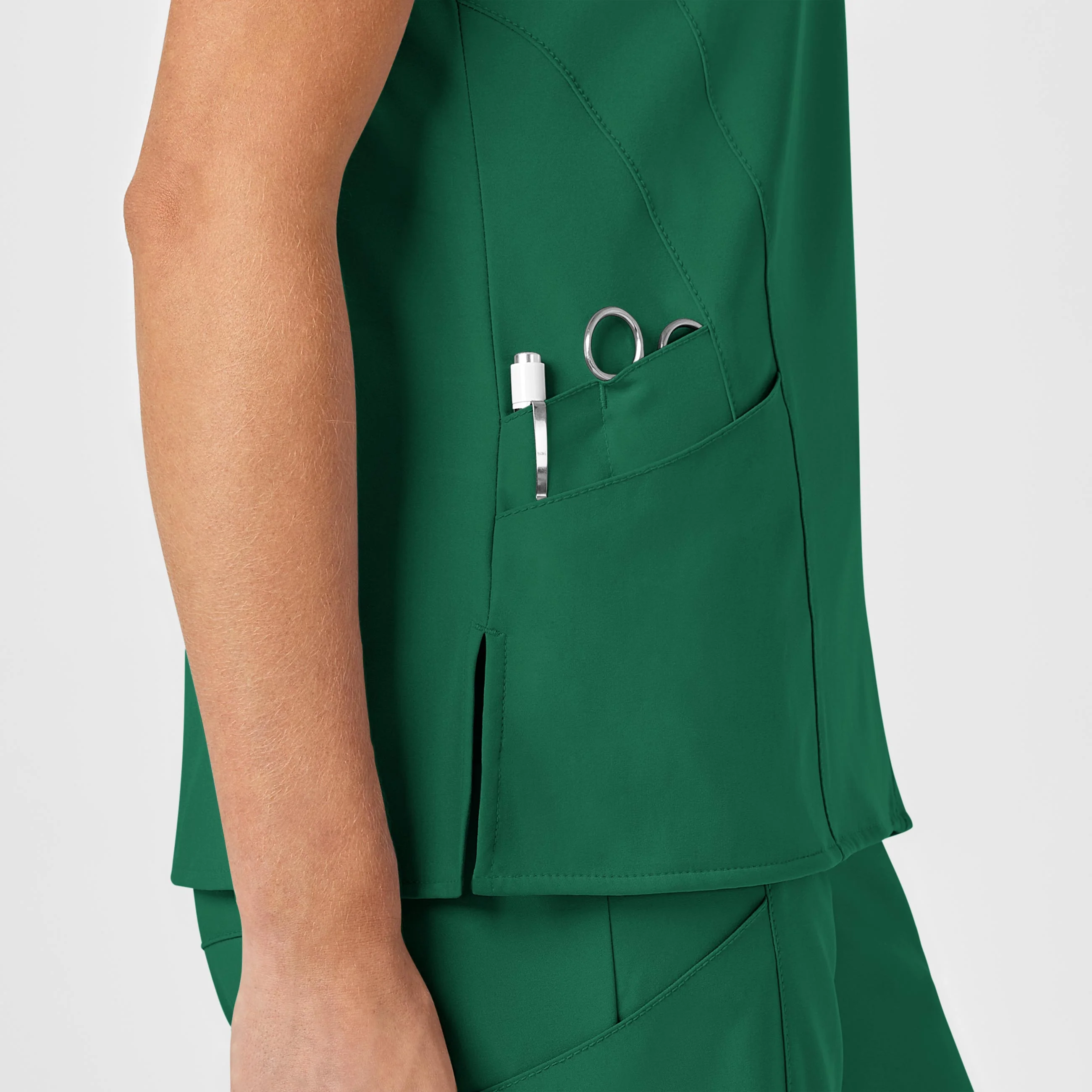 W123 Women's Stylized V-Neck Scrub Top - Hunter - Image 8