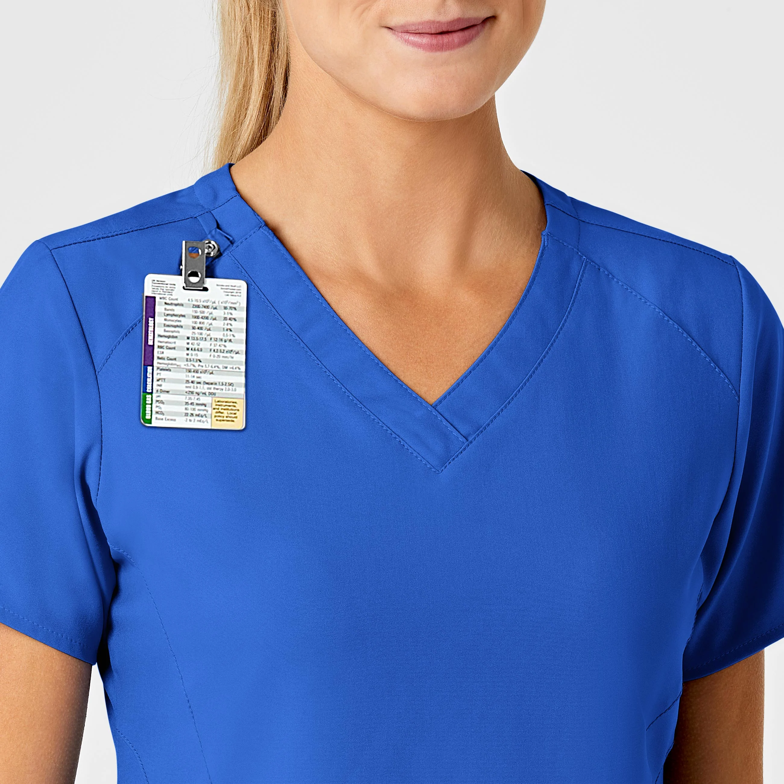 W123 Women's Stylized V-Neck Scrub Top - Royal - Image 6