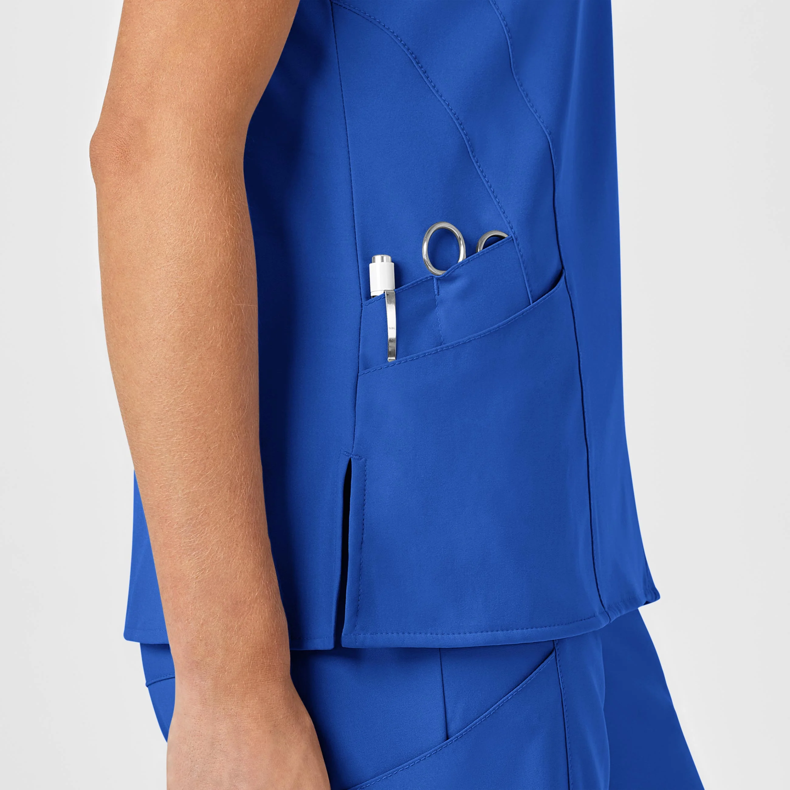 W123 Women's Stylized V-Neck Scrub Top - Royal - Image 8