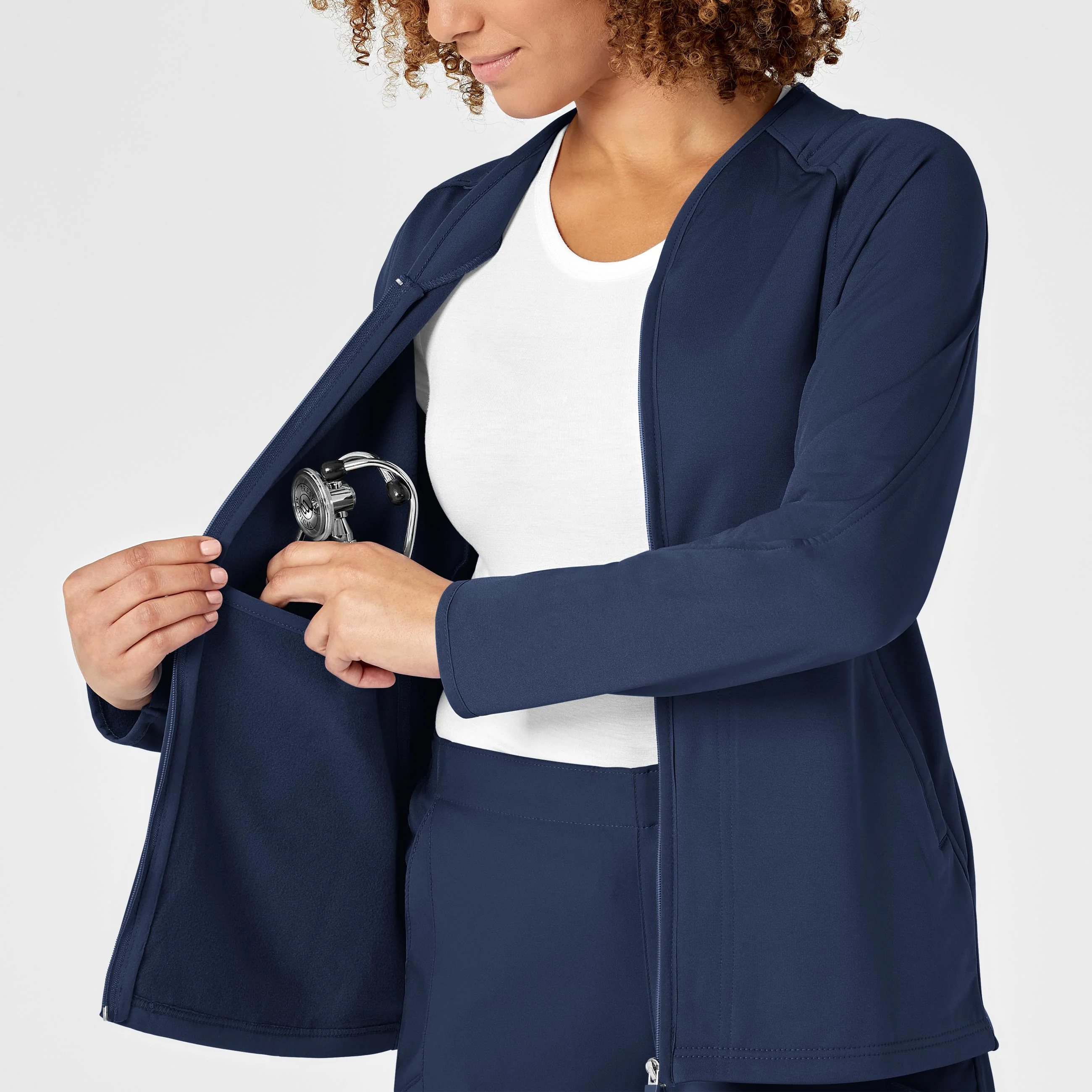 Women's Fleece Full Zip Jacket - Navy - Image 8