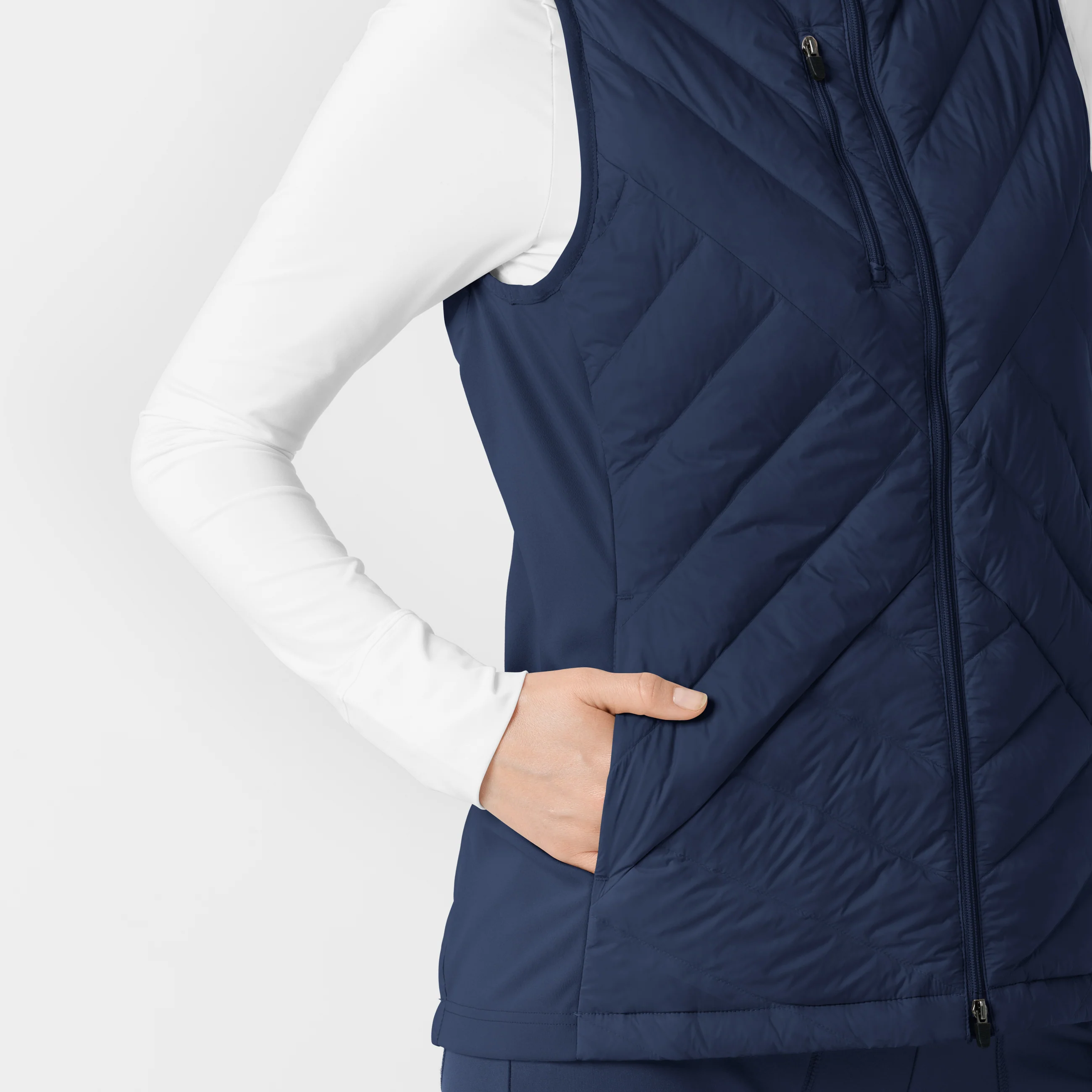 Women's Quilted Scrub Vest - Navy - Image 11