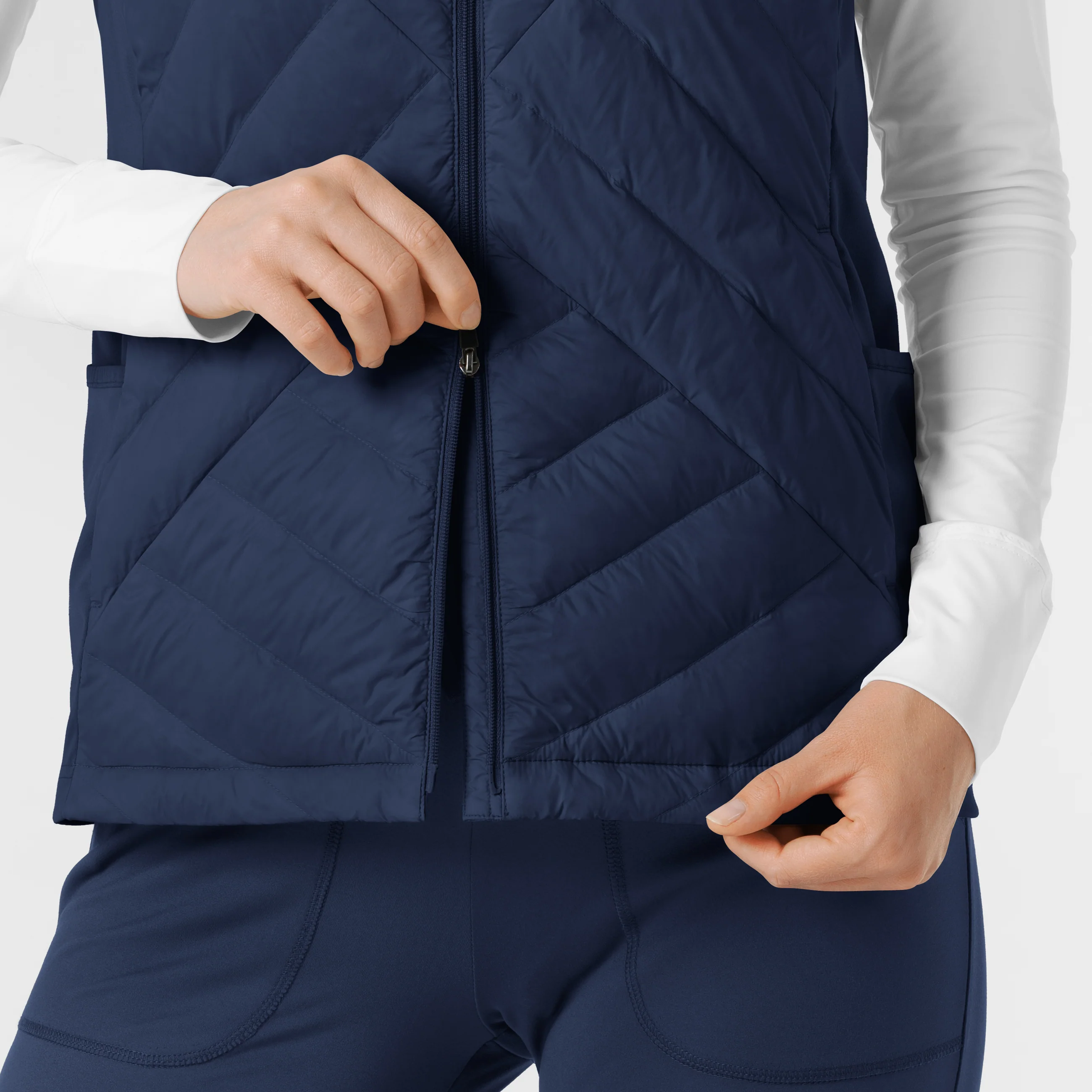 Women's Quilted Scrub Vest - Navy - Image 12