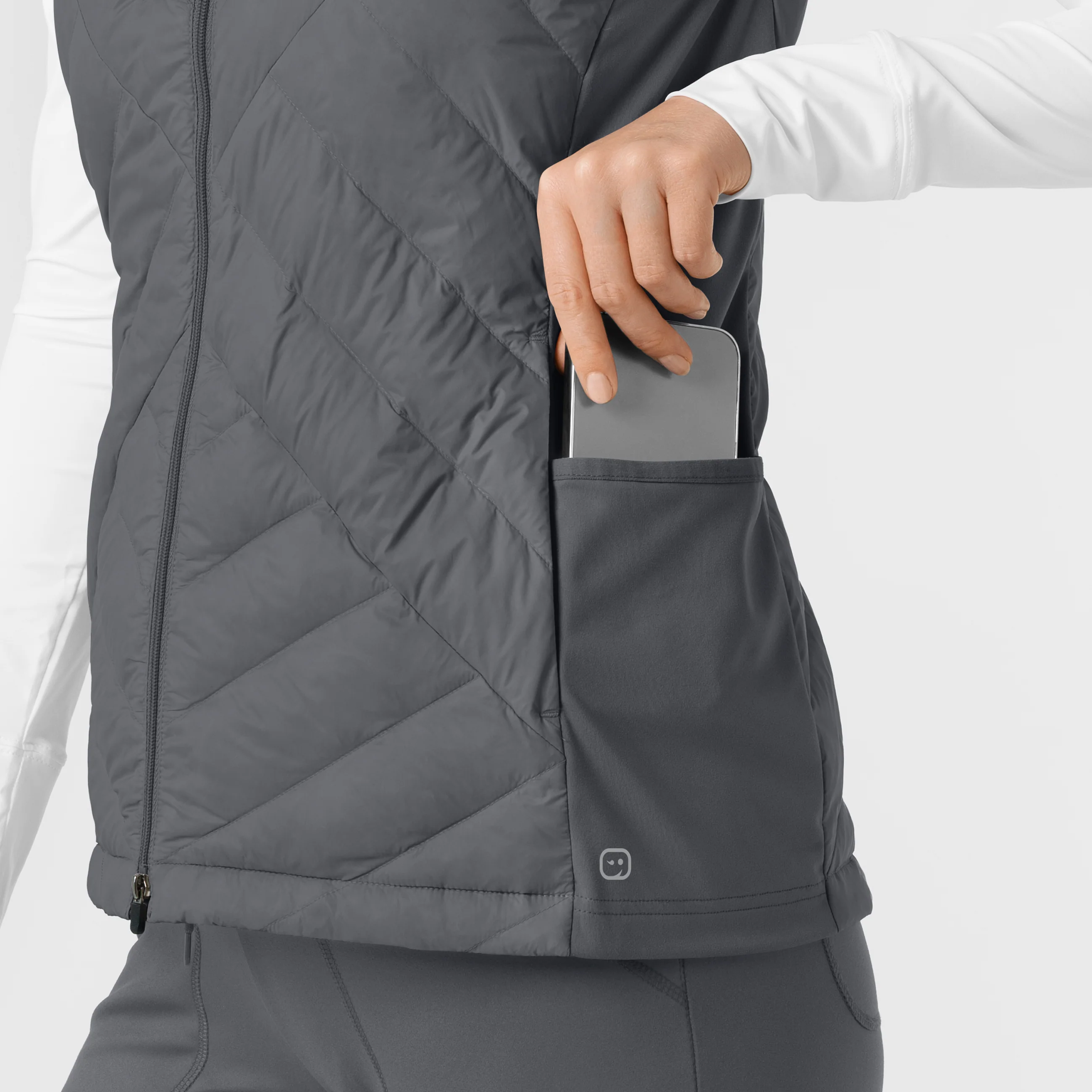 Women's Quilted Scrub Vest - Pewter - Image 10