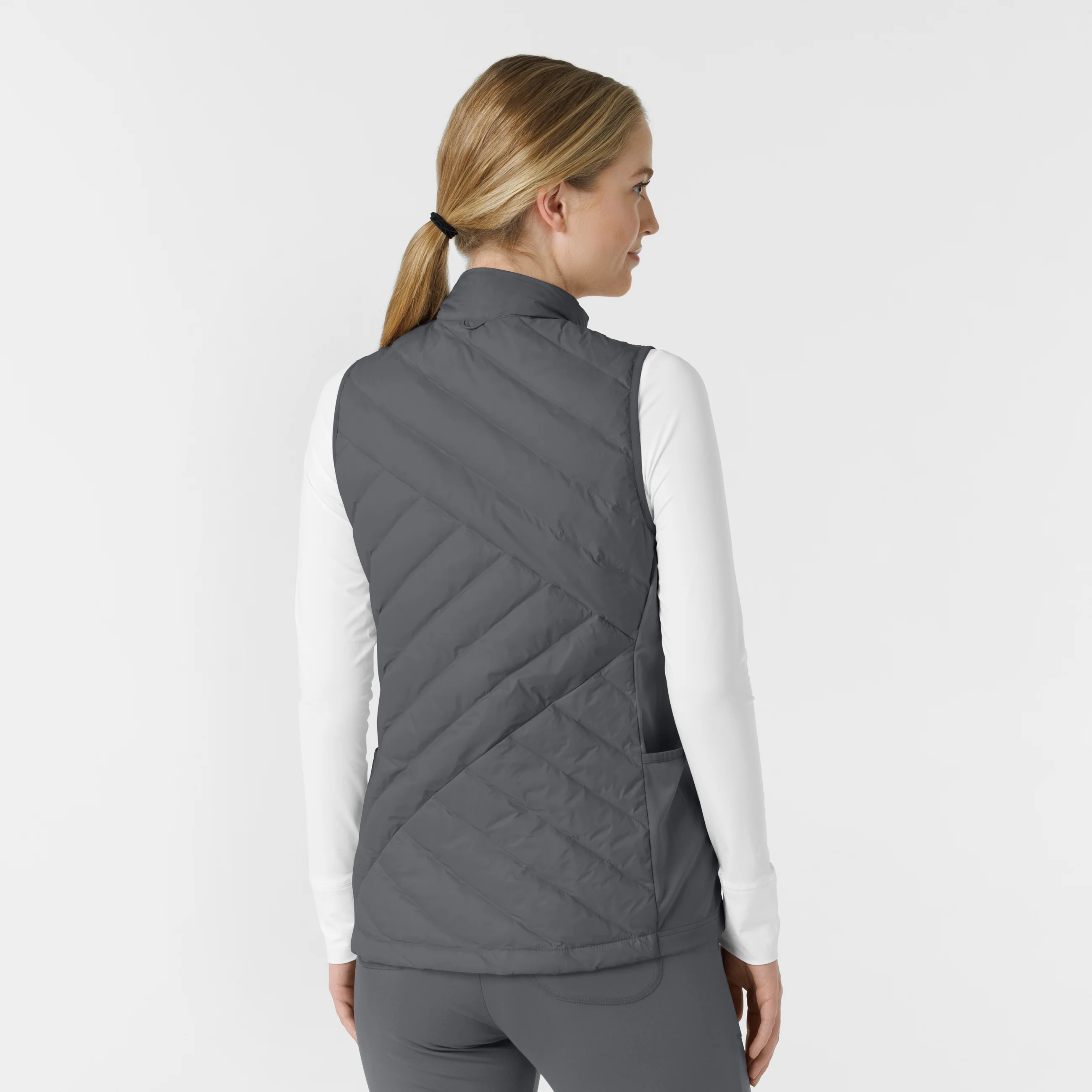 Women's Quilted Scrub Vest - Pewter - Image 3